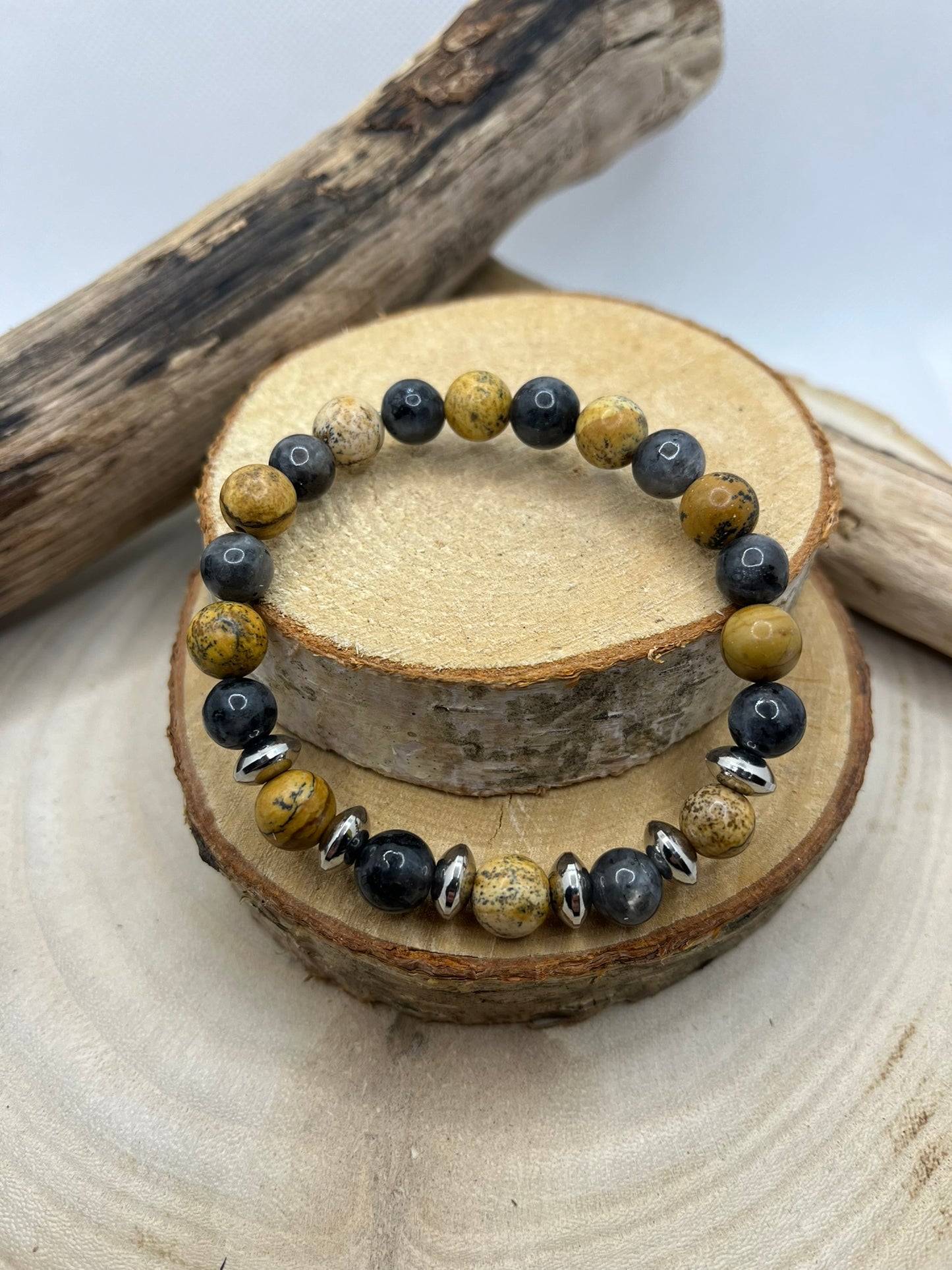 Bracelet Homme - Labradorite, Jaspe brun - Fait main