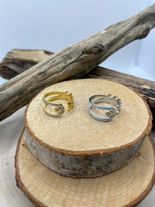 Bagues Ajustable très chic Orné de strass - Doré ou en Argenté