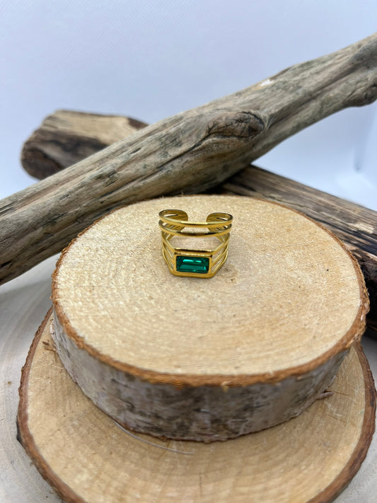Bague Large Chic et élagante Orné d'un brillant Vert