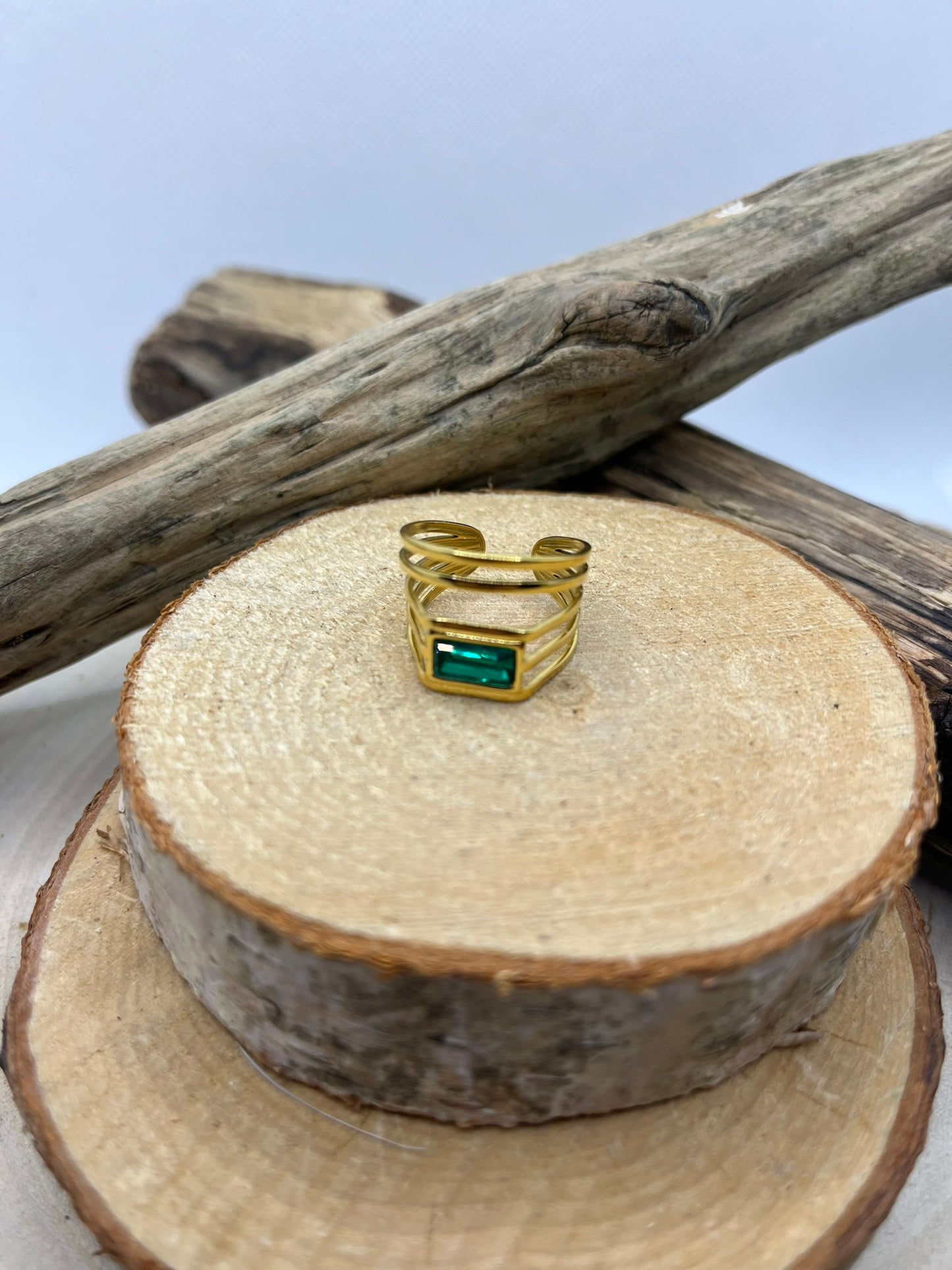 Bague Large Chic et élagante Orné d'un brillant Vert