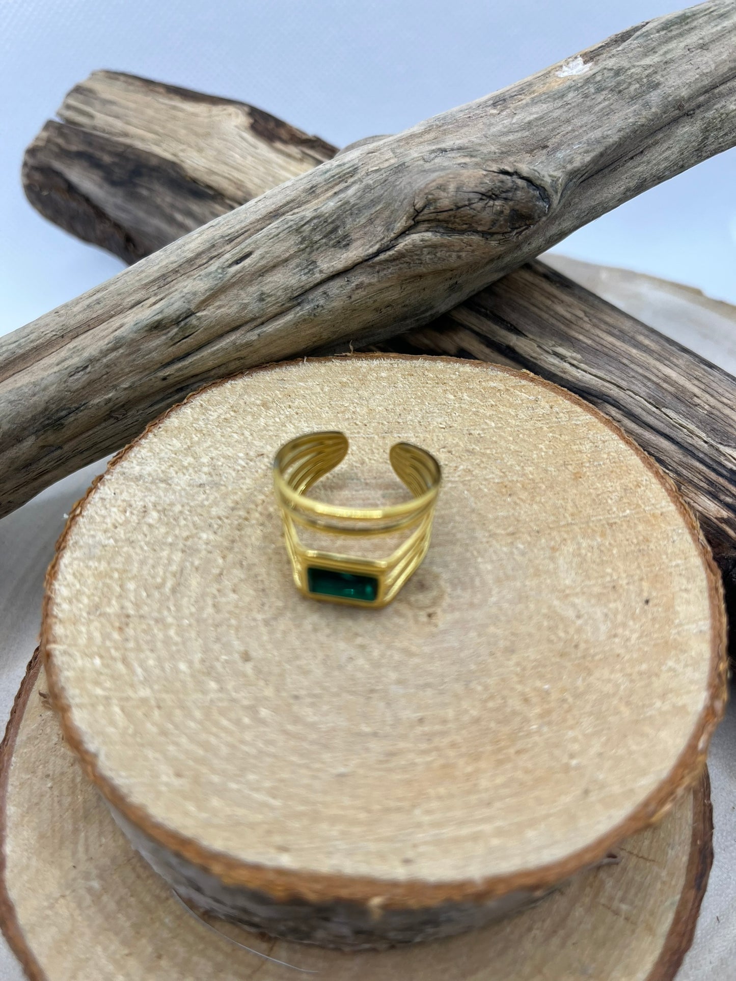 Bague Large Chic et élagante Orné d'un brillant Vert
