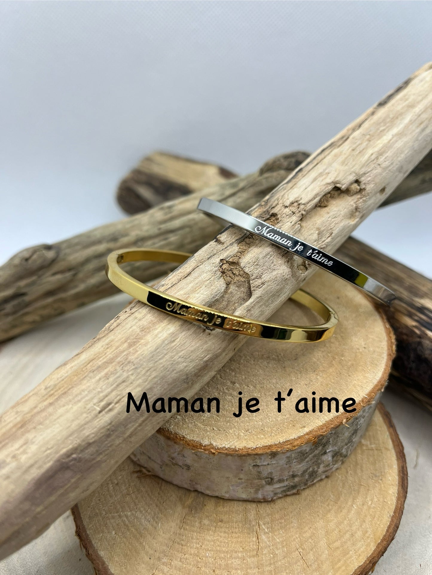Bracelets à Message ( Maman, je t'aime ) - Acier inoxydable Argenté ou en Doré