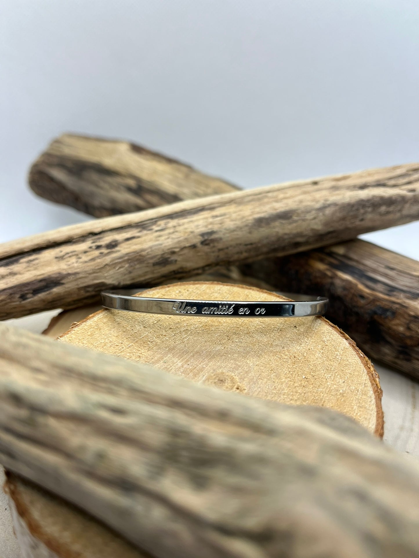 Bracelet Jonc à Message (Une Amitié en or) - Acier inoxydable Argenté ou en doré