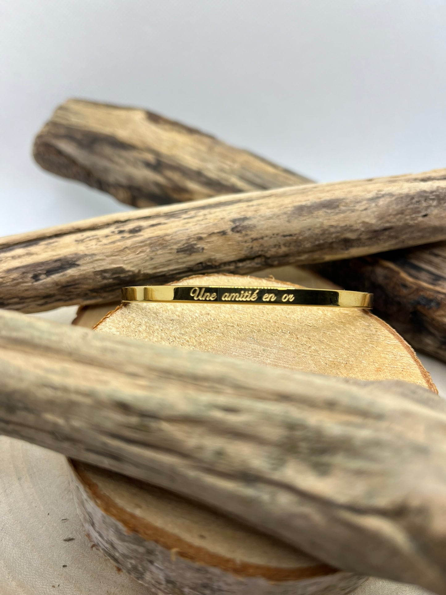 Bracelet Jonc à Message (Une Amitié en or) - Acier inoxydable Argenté ou en doré