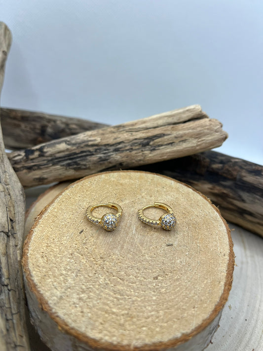 Boucles d'oreilles  Créoles Charmante Ornée de strass - Acier Inoxydable Doré