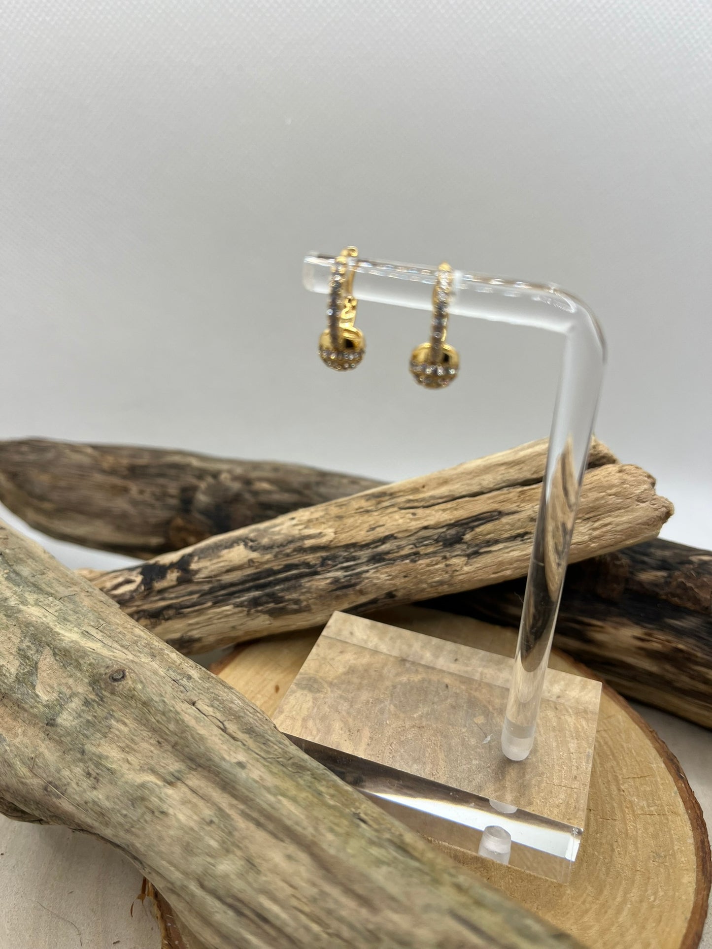 Boucles d'oreilles  Créoles Charmante Ornée de strass - Acier Inoxydable Doré