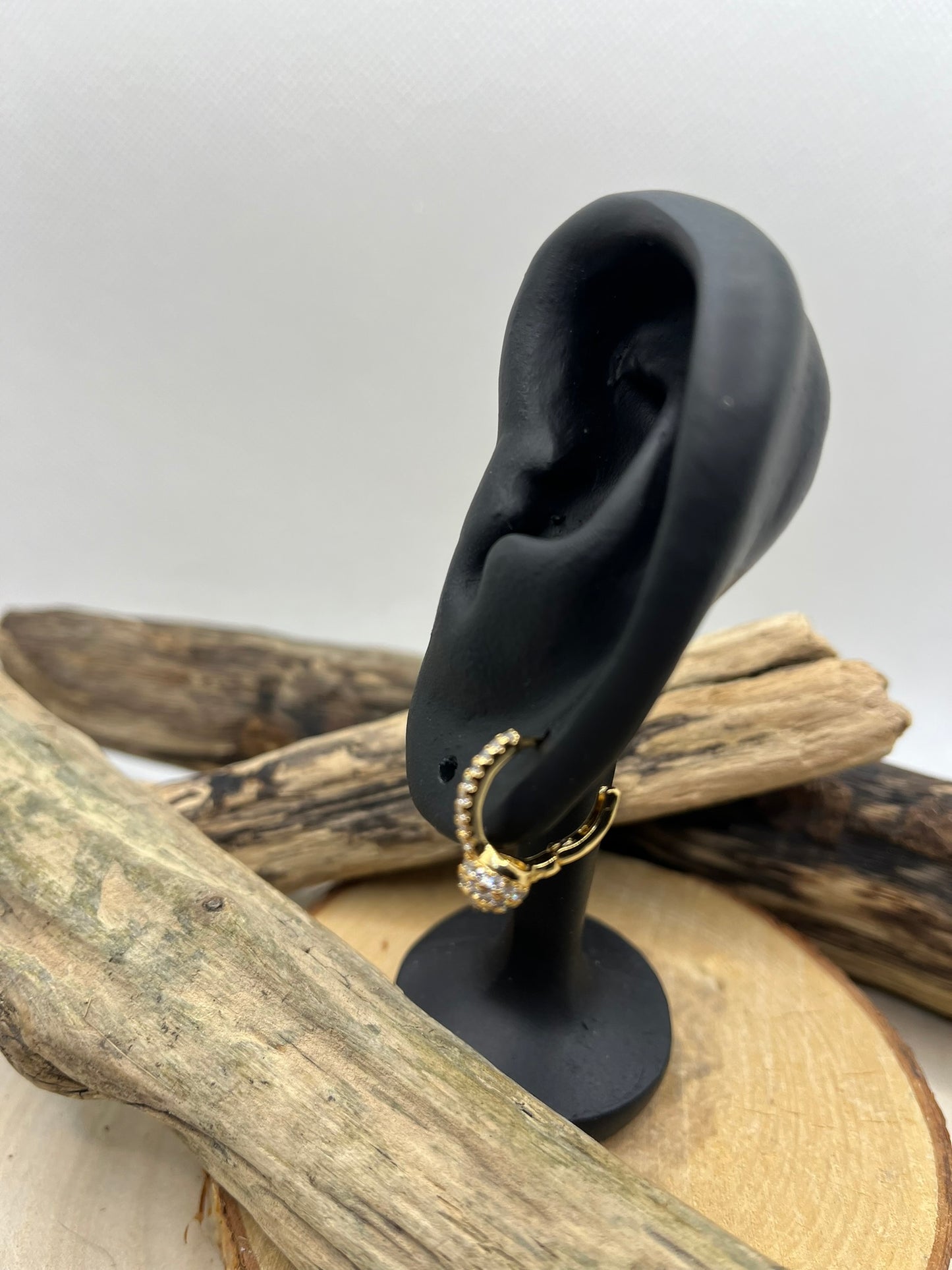 Boucles d'oreilles  Créoles Charmante Ornée de strass - Acier Inoxydable Doré