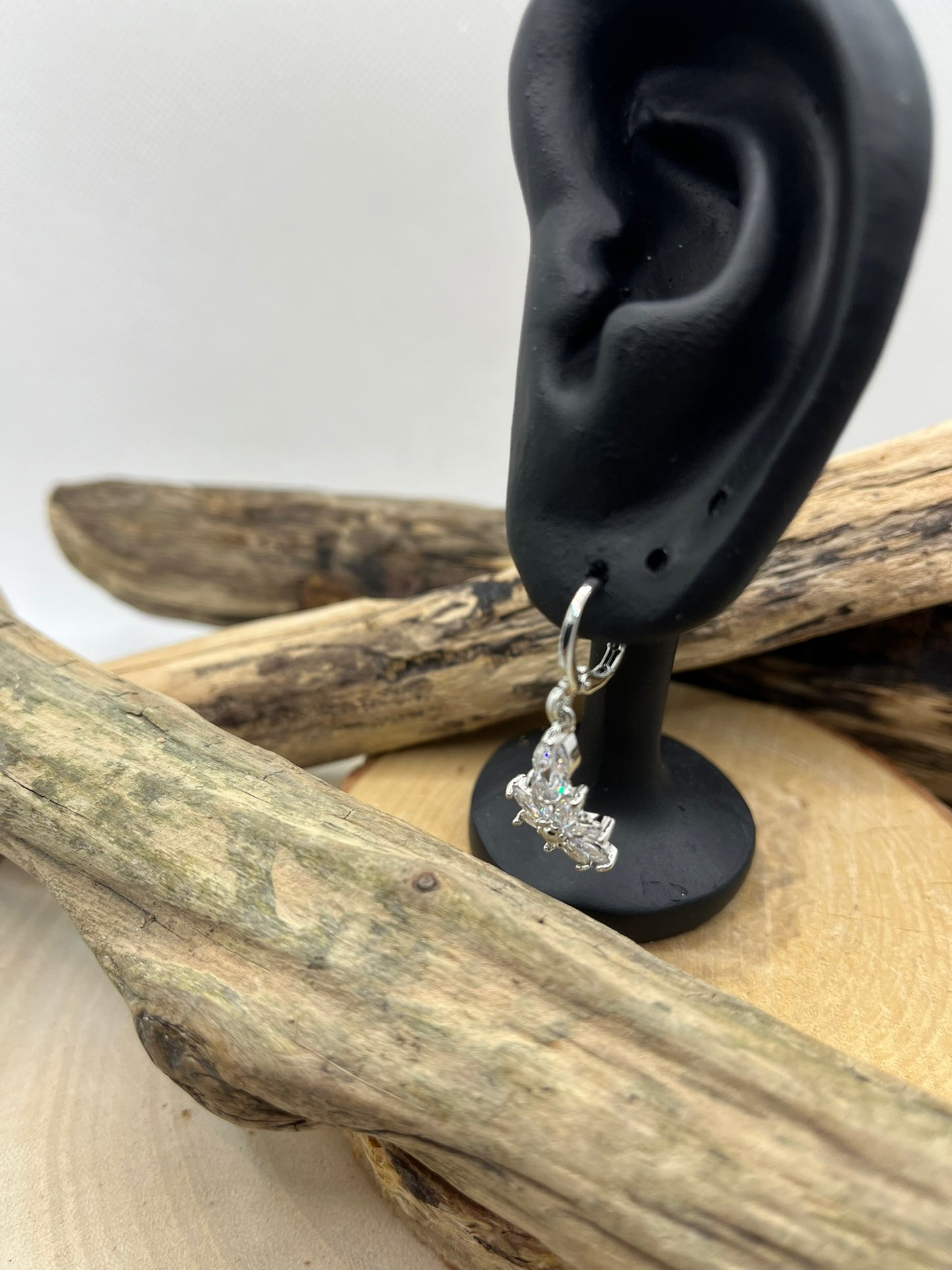 Boucles d'oreilles créoles avec un très chic pendentif ornée de strass brillant - Acier inoxydable