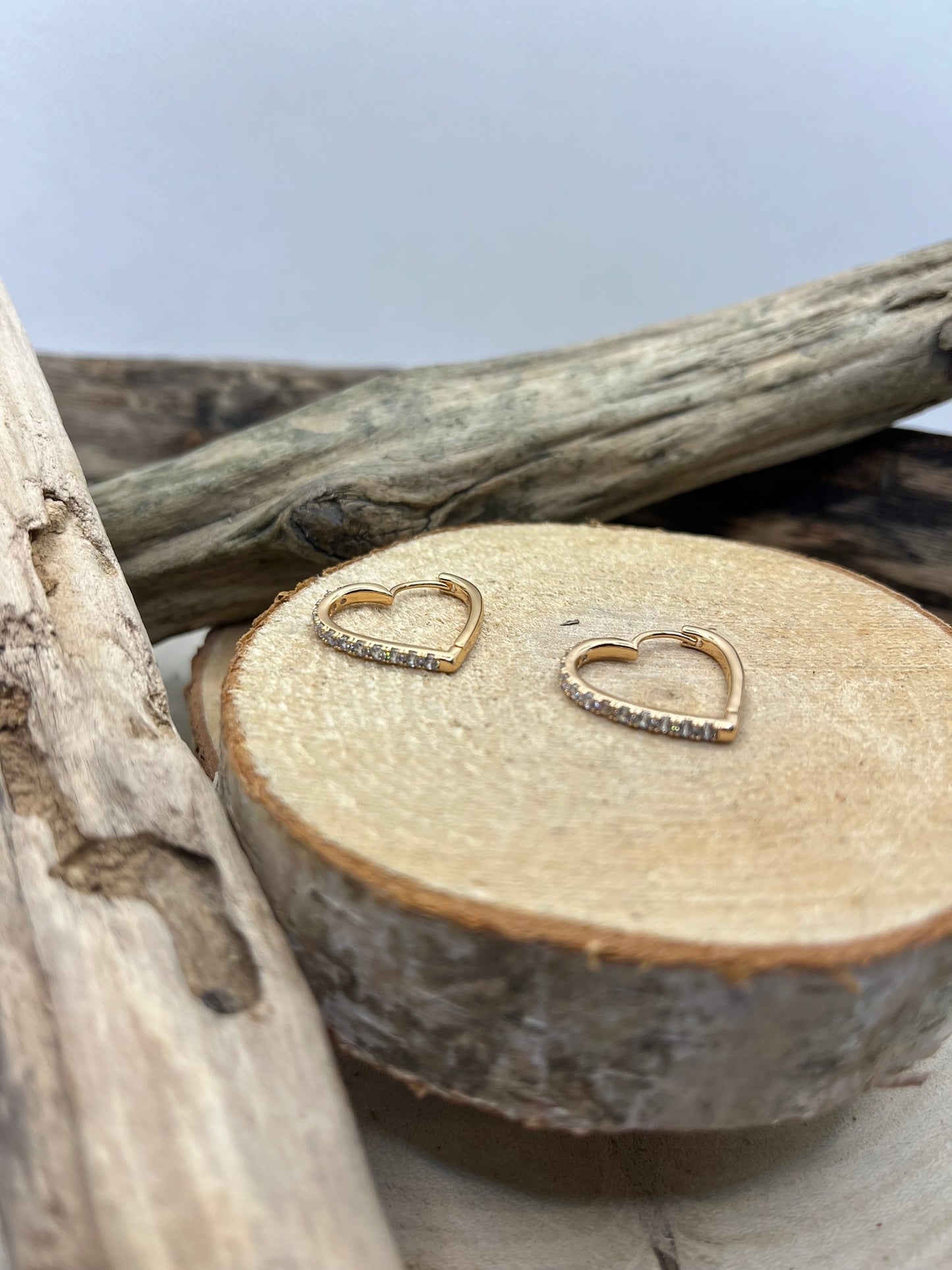 Créoles en forme de coeur très chic ornée de strass brillant - Acier inoxydable