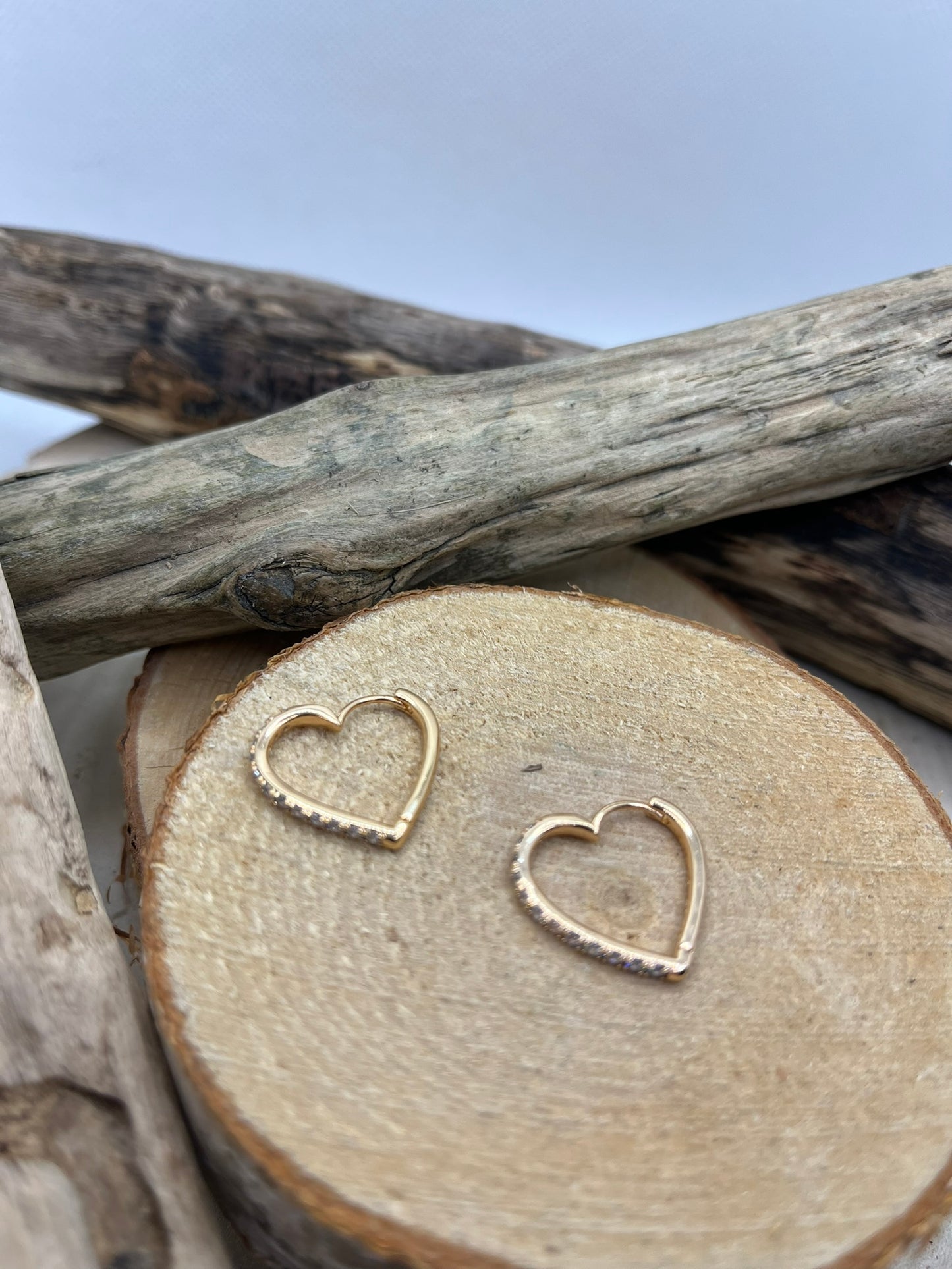 Créoles en forme de coeur très chic ornée de strass brillant - Acier inoxydable