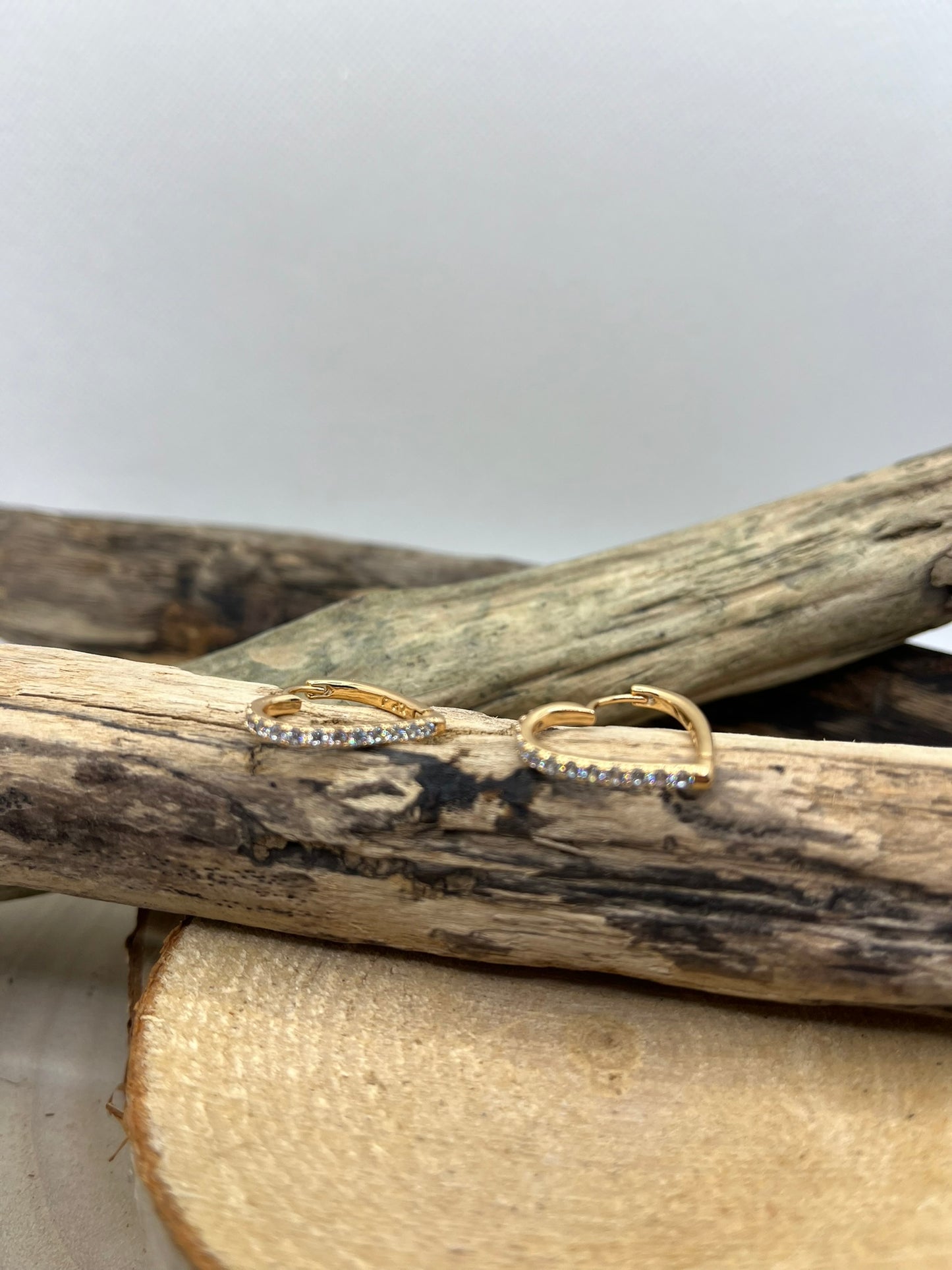 Créoles en forme de coeur très chic ornée de strass brillant - Acier inoxydable