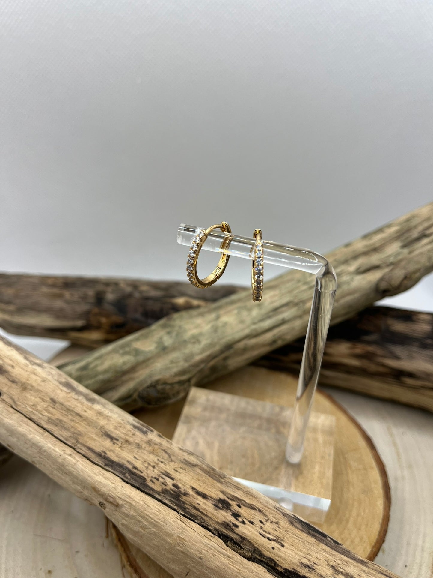 Créoles chic ornée de strass brillant - Acier inoxydable