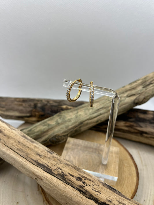 Créoles chic ornée de strass brillant - Acier inoxydable