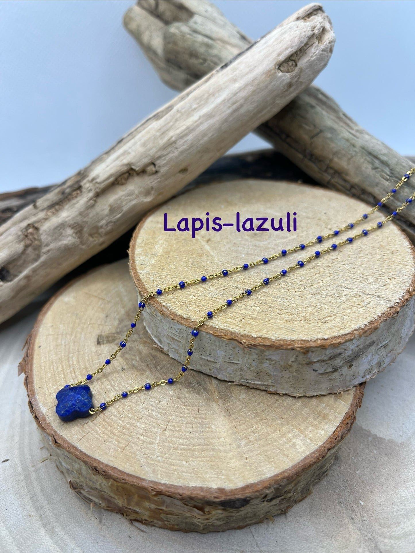 Collier chaine fine en Acier inoxydable Doré ou en Argenté Orné de Pierres Naturelles