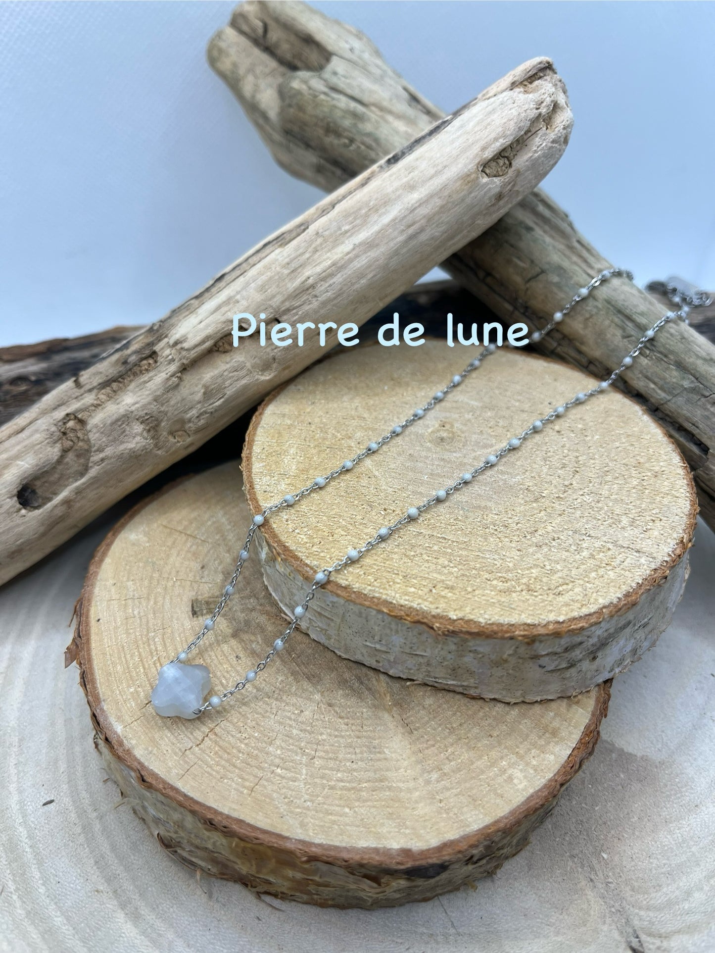 Collier chaine fine en Acier inoxydable Doré ou en Argenté Orné de Pierres Naturelles