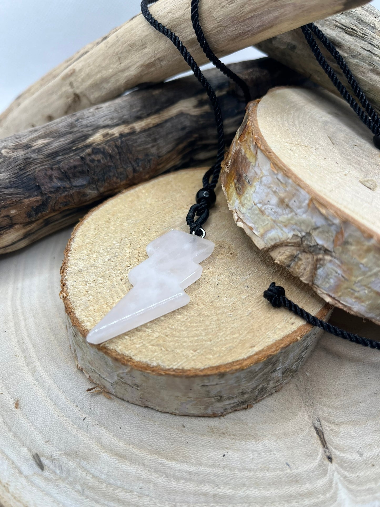 Collier sur Cordon réglable - Pendentif éclaire en Pierre Naturelle Pierre de Lune