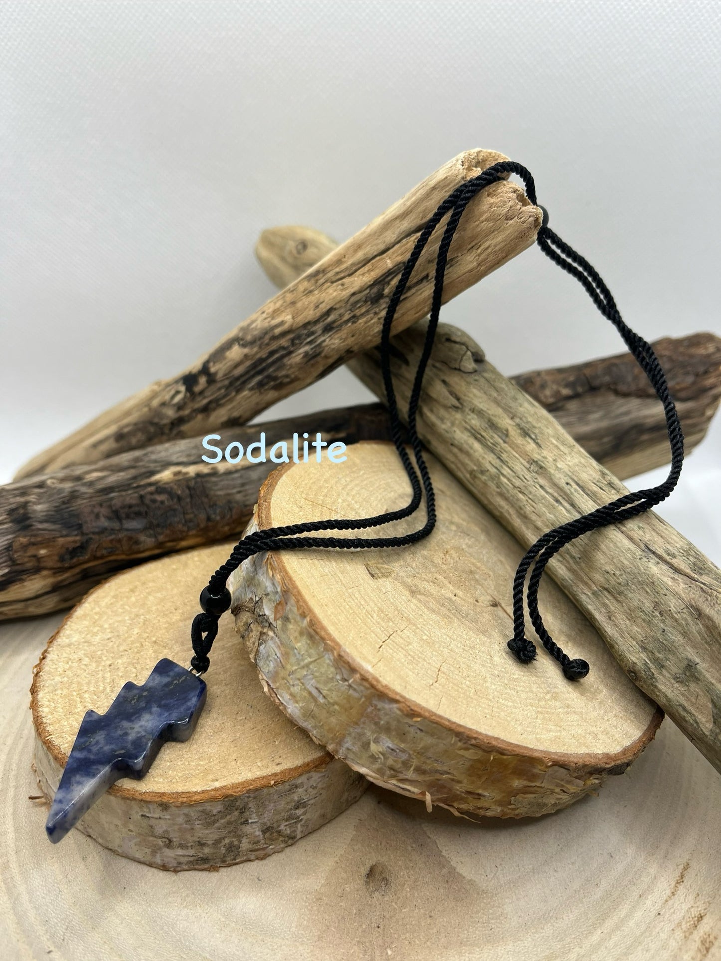Collier sur Cordon réglable - Pendentif éclaire en Pierre Naturelle Sodalite