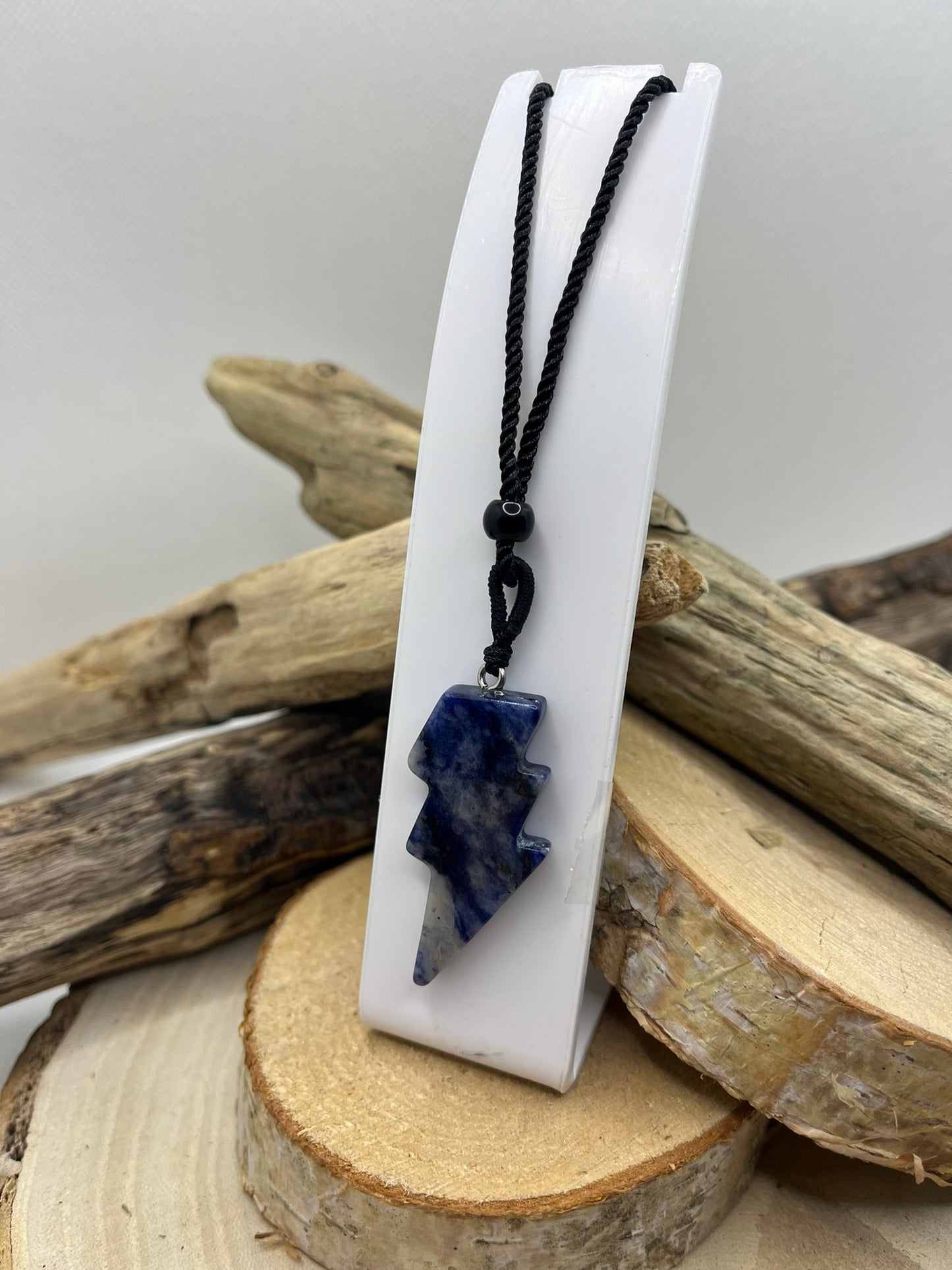 Collier sur Cordon réglable - Pendentif éclaire en Pierre Naturelle Sodalite