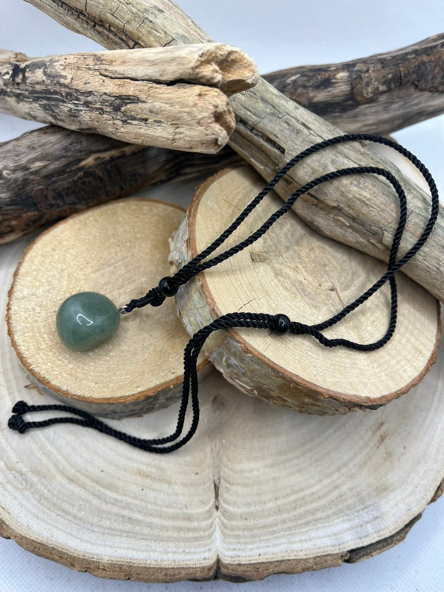 Collier sur cordon noir réglable - Pendentif Aventurine