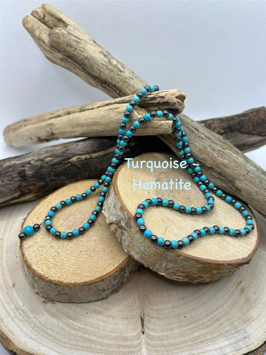 Collier en Pierre Naturelle - Turquoise - Hématite