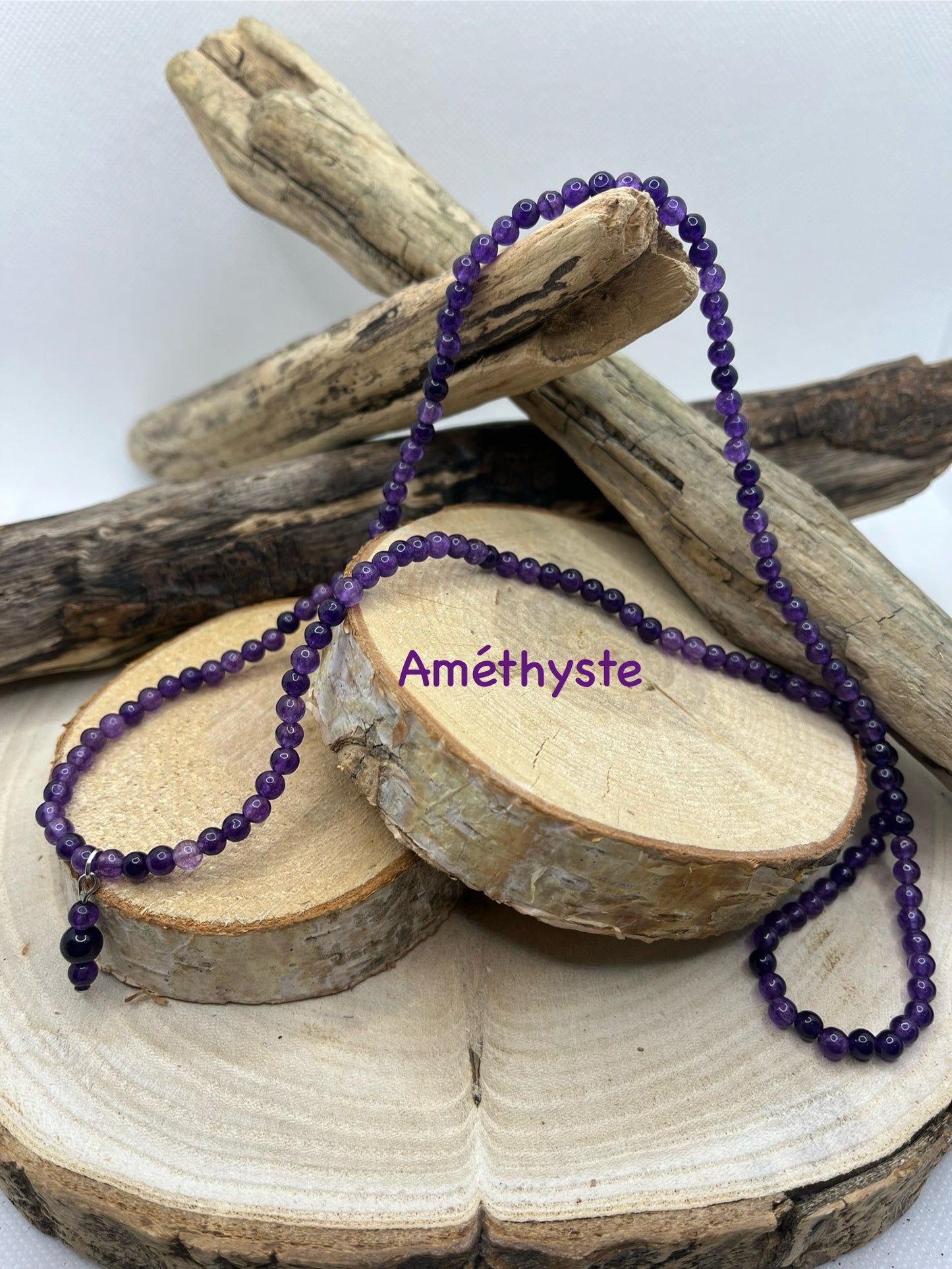 Collier en Pierre Naturelles - Améthyste - sur fil élastique