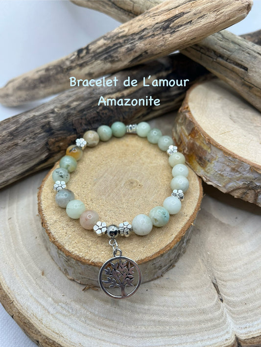 Bracelet de L'Amour Maïa - Amazonite Orné d'un Pendentif Arbre de vie