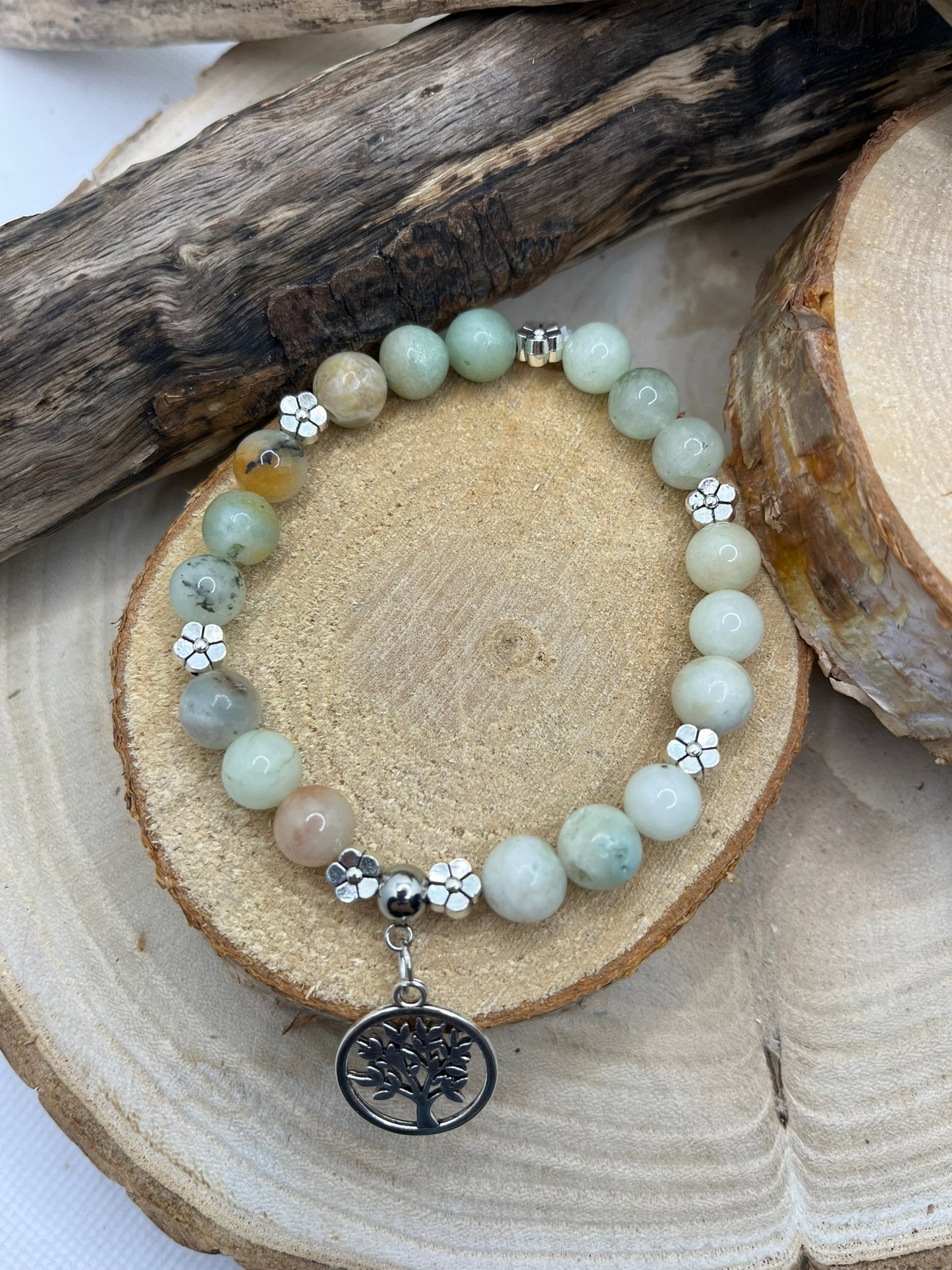 Bracelet de L'Amour Maïa - Amazonite Orné d'un Pendentif Arbre de vie