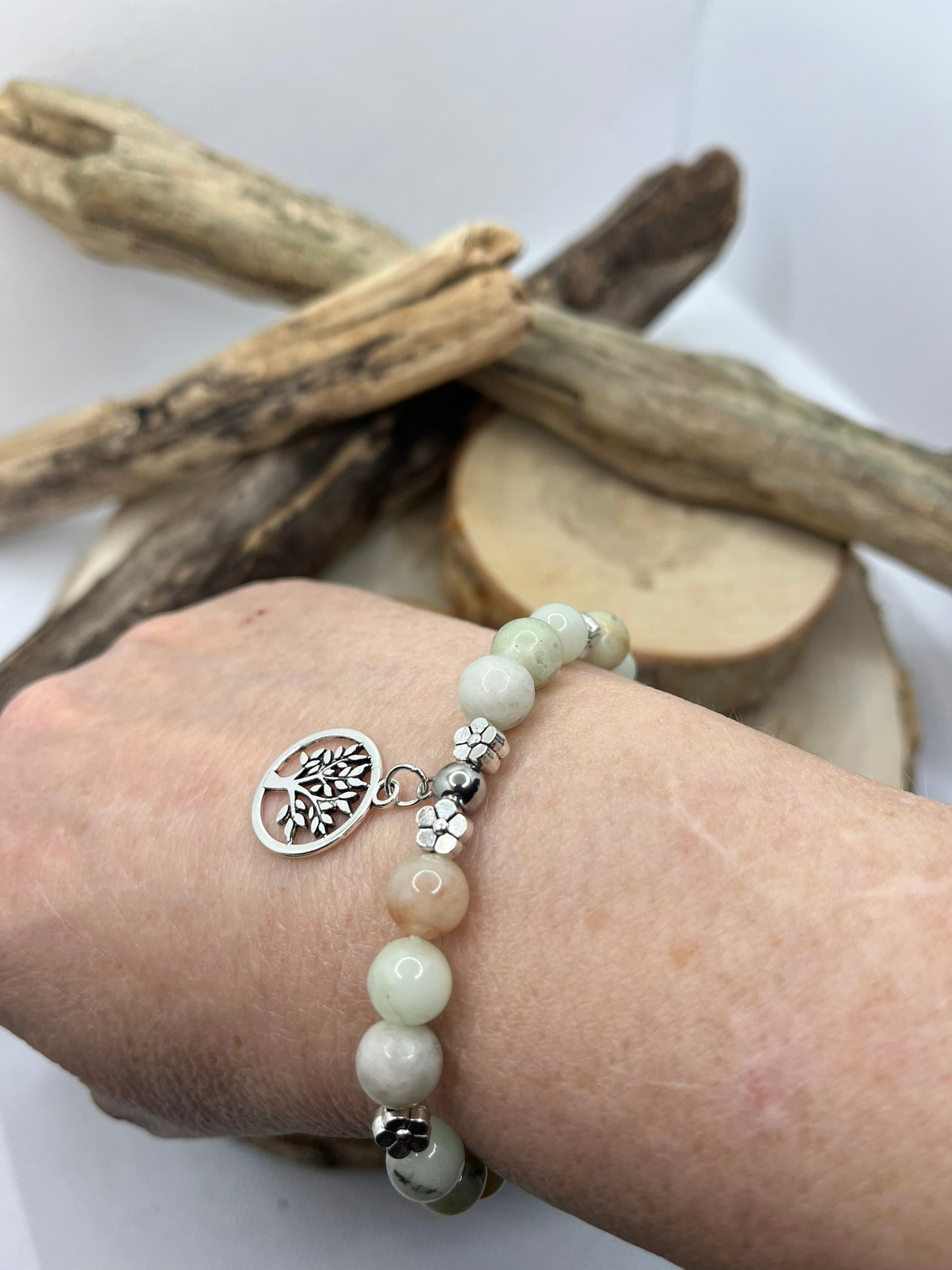 Bracelet de L'Amour Maïa - Amazonite Orné d'un Pendentif Arbre de vie