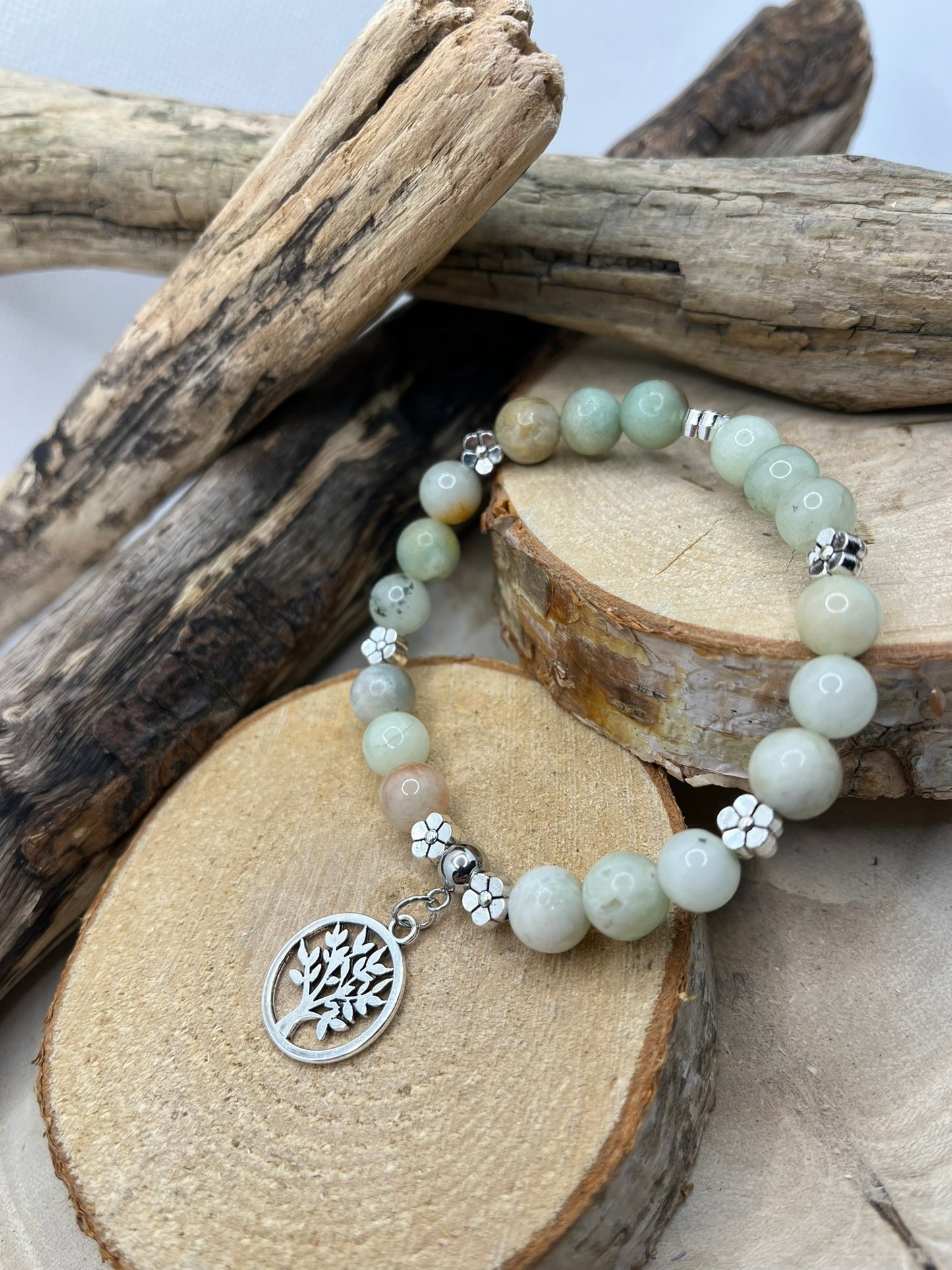 Bracelet de L'Amour Maïa - Amazonite Orné d'un Pendentif Arbre de vie