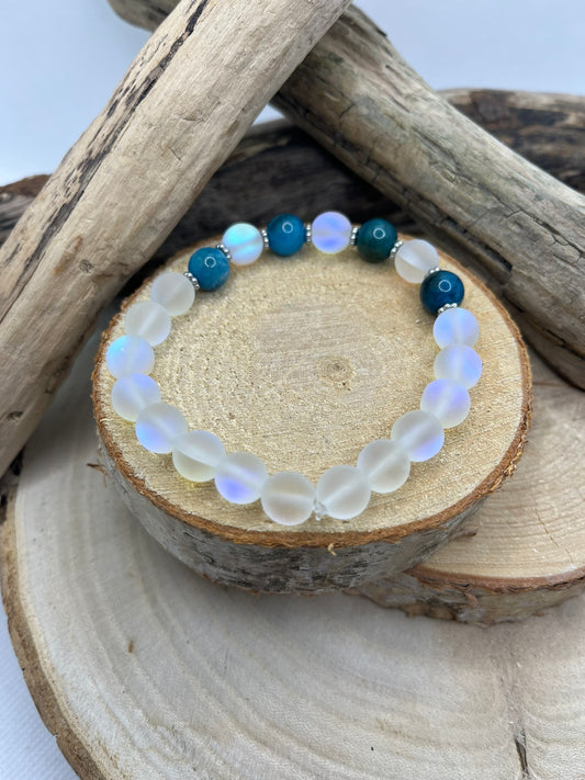 Bracelet de Paix - Sélénite et Apatite bleu - Fait Main