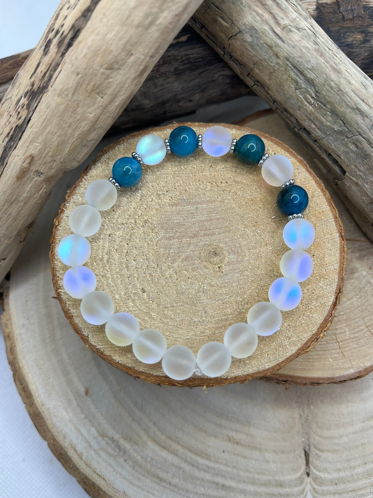 Bracelet de Paix - Sélénite et Apatite bleu - Fait Main