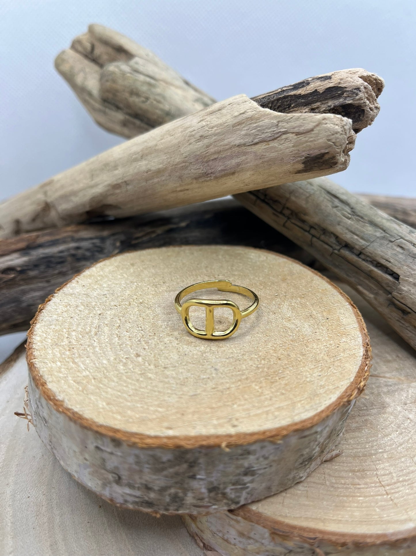 Bague en acier inoxydable tendance couleur doré ajustable à la mode