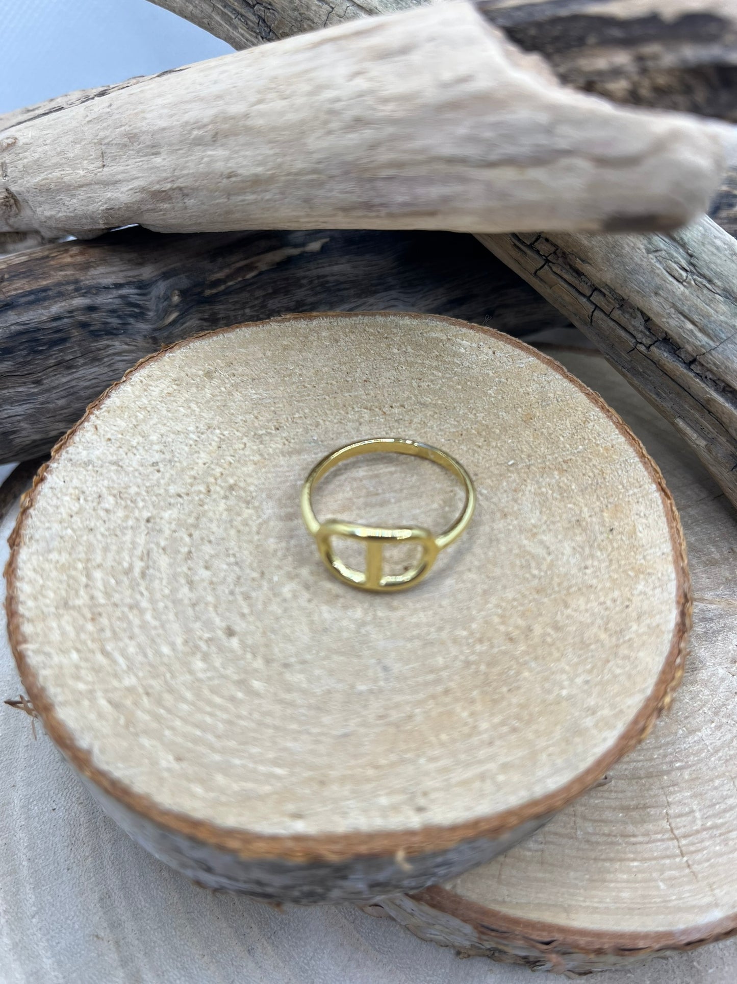 Bague en acier inoxydable tendance couleur doré ajustable à la mode
