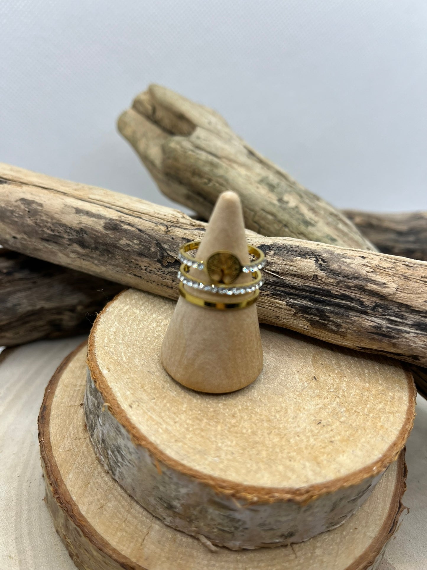 Bague en Acier inoxydable ajustable mode Chic Arbre de vie et des strass brillant - Doré