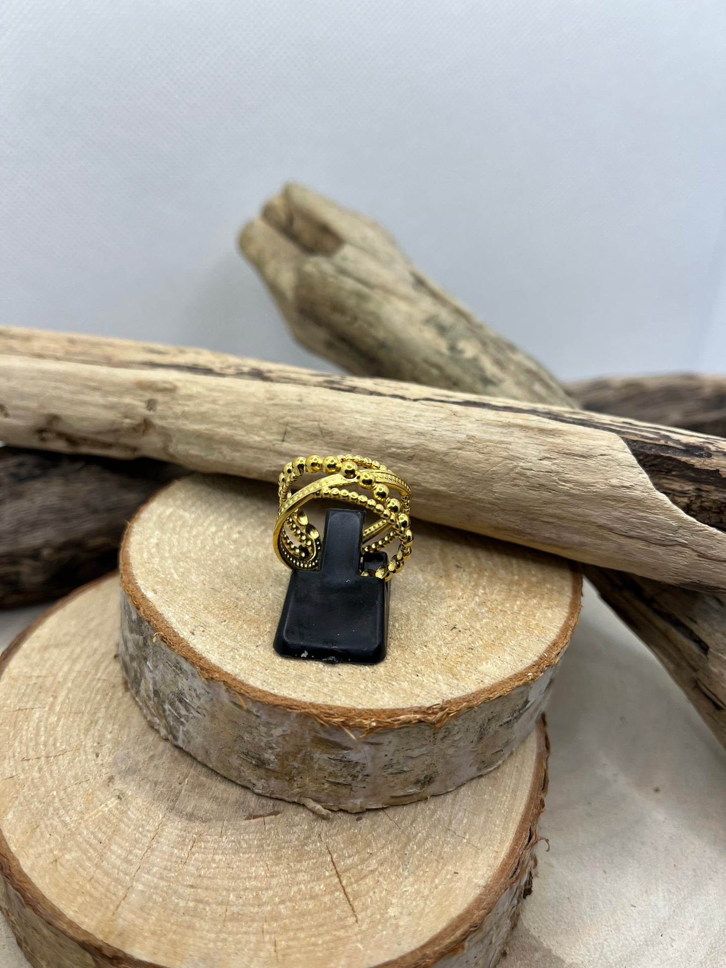 Bague très chic en Acier Inoxydable ajustable mode - Doré