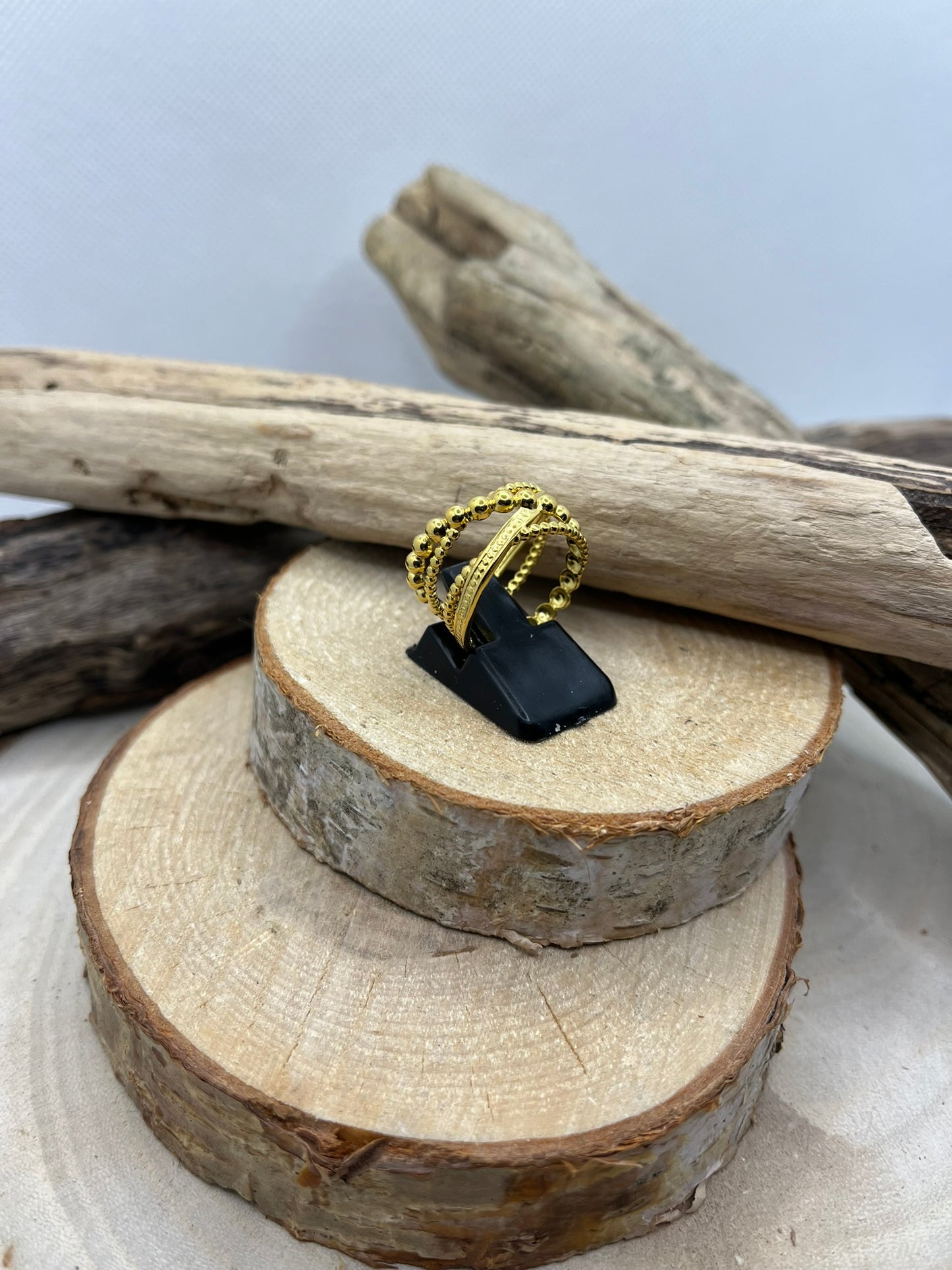 Bague très chic en Acier Inoxydable ajustable mode - Doré