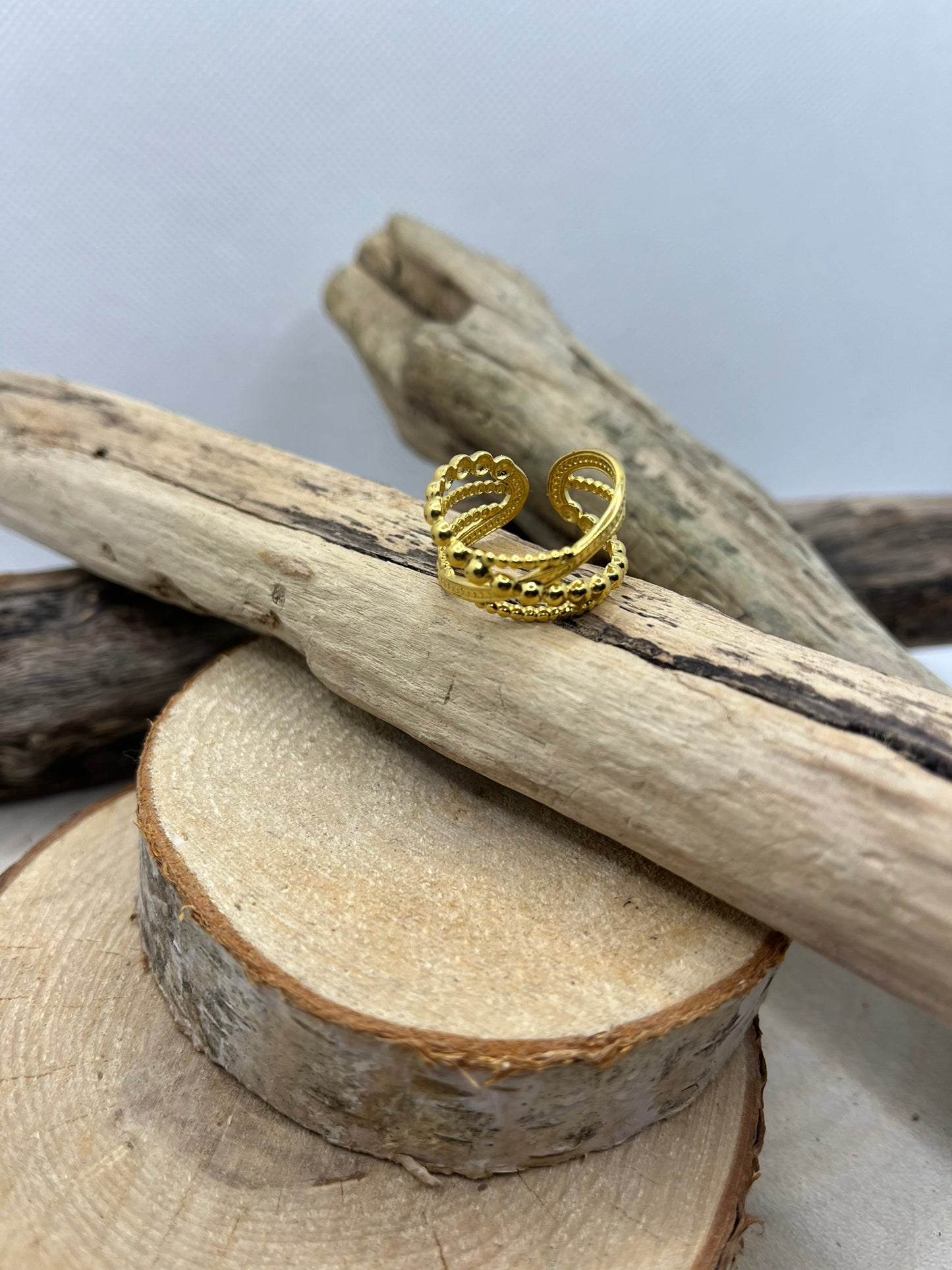Bague très chic en Acier Inoxydable ajustable mode - Doré