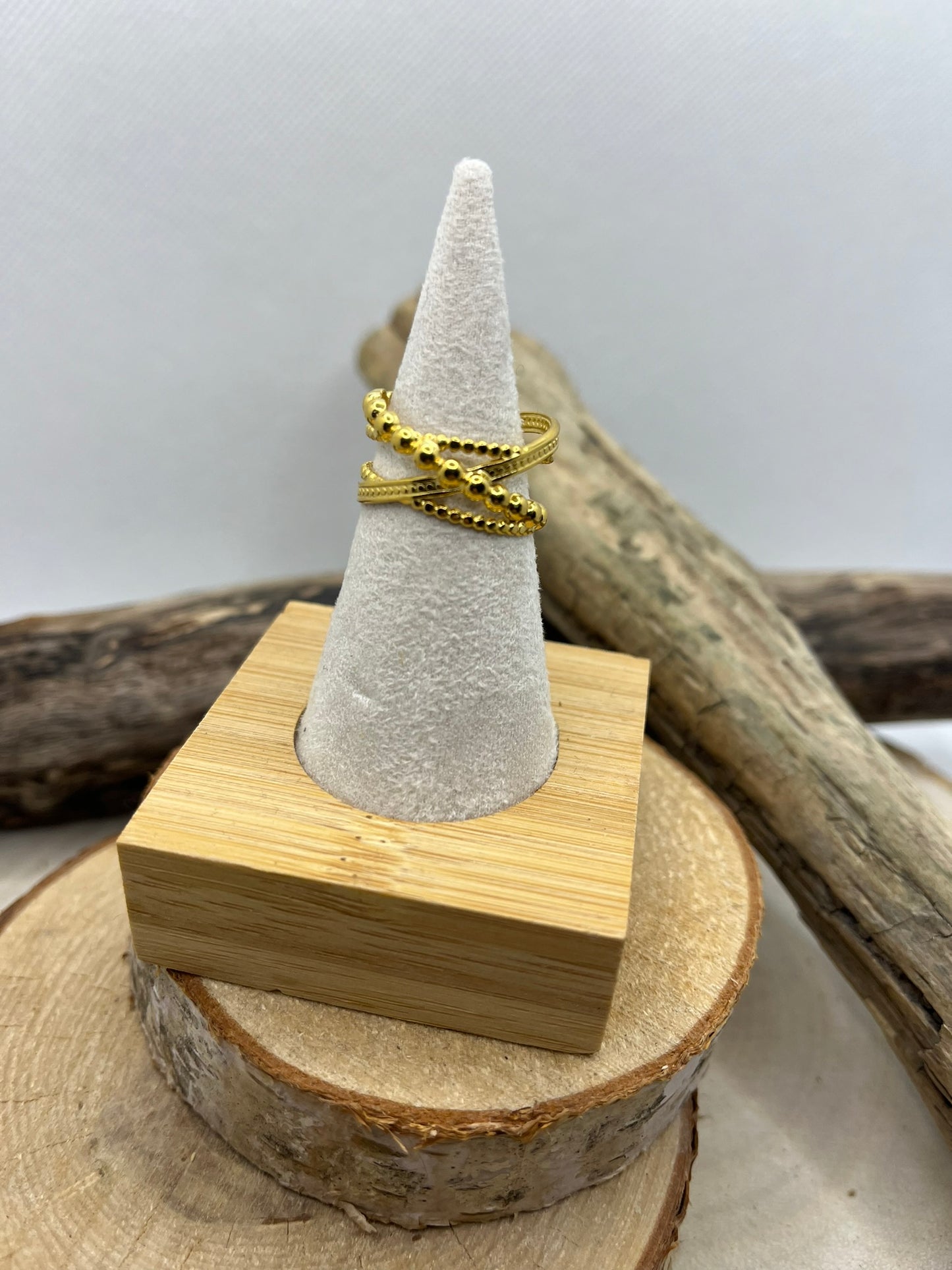Bague très chic en Acier Inoxydable ajustable mode - Doré