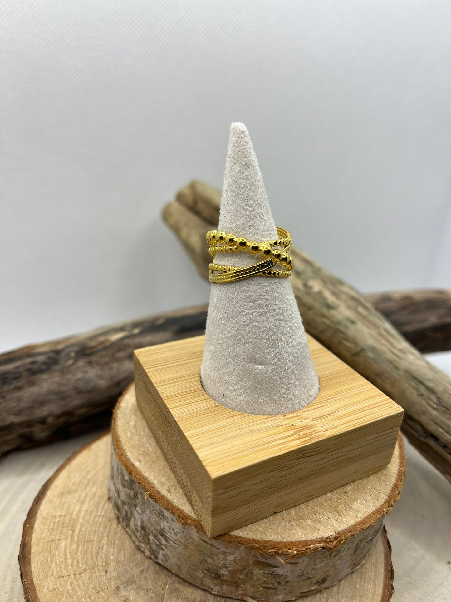 Bague très chic en Acier Inoxydable ajustable mode - Doré