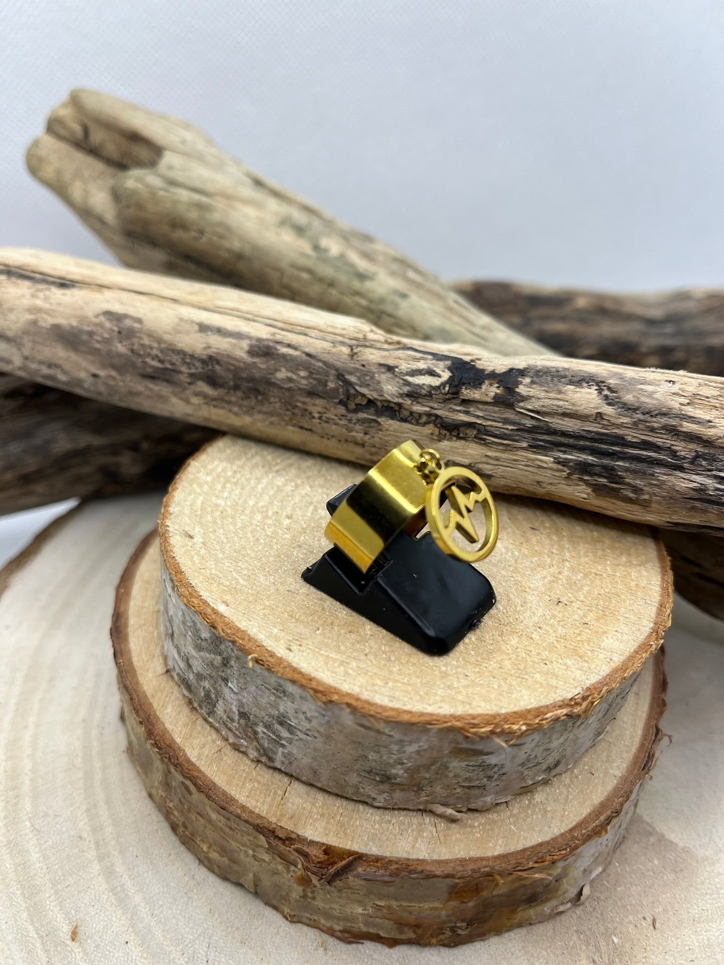 Bague Large en Acier inoxydable ajustable pendentif - Doré