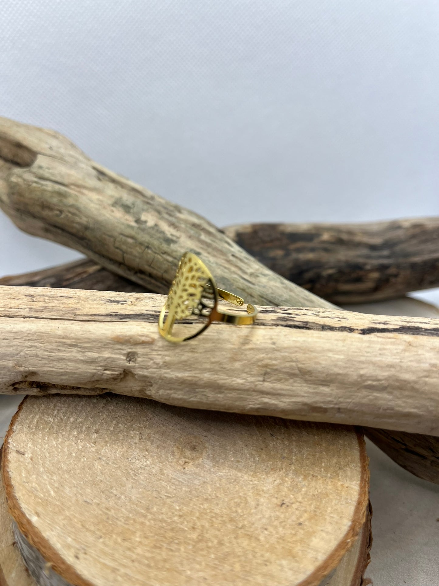 Bague en Acier inoxydable ajustable mode - Arbre de Vie - Doré ou en Argenté