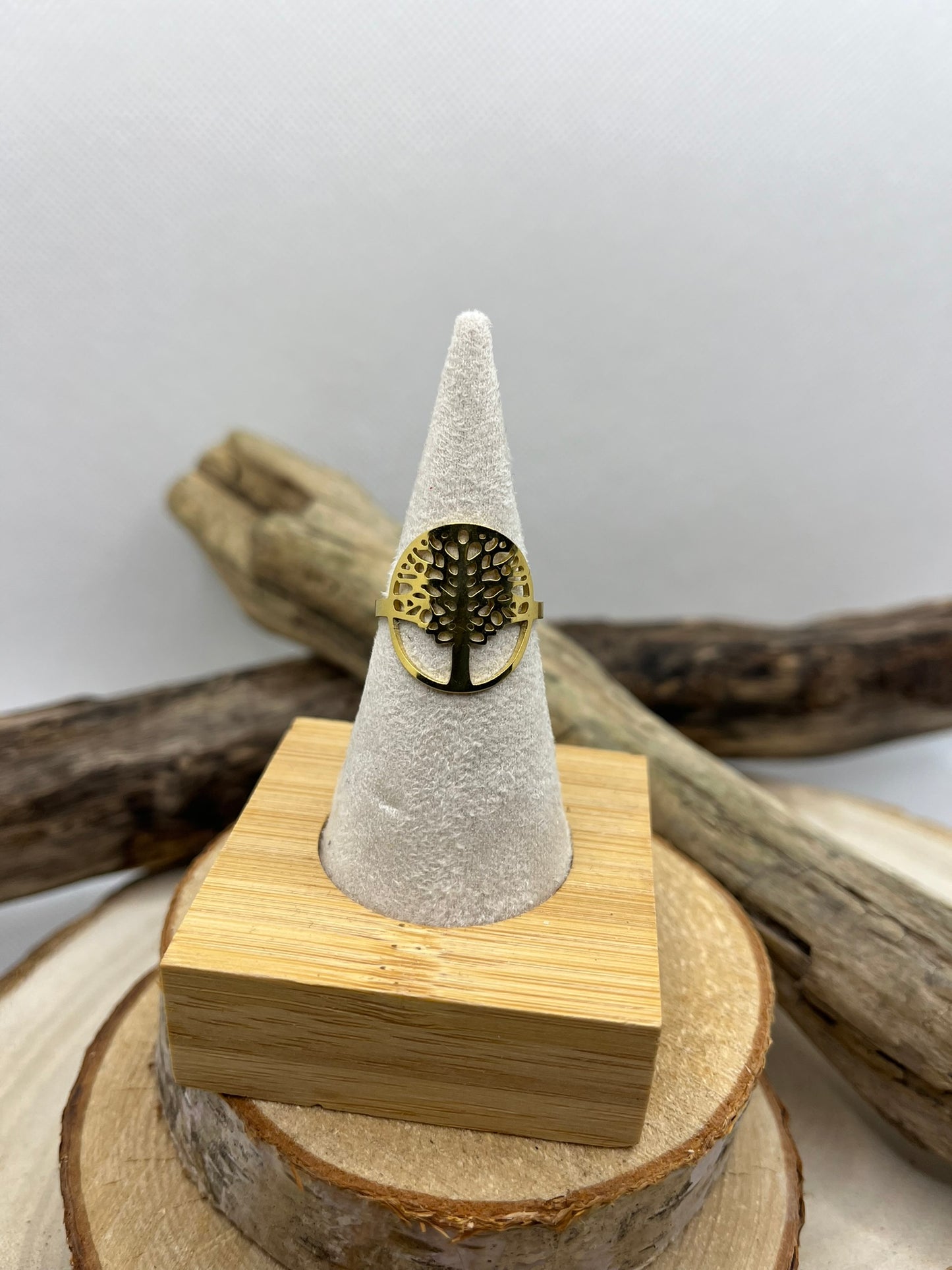 Bague en Acier inoxydable ajustable mode - Arbre de Vie - Doré ou en Argenté