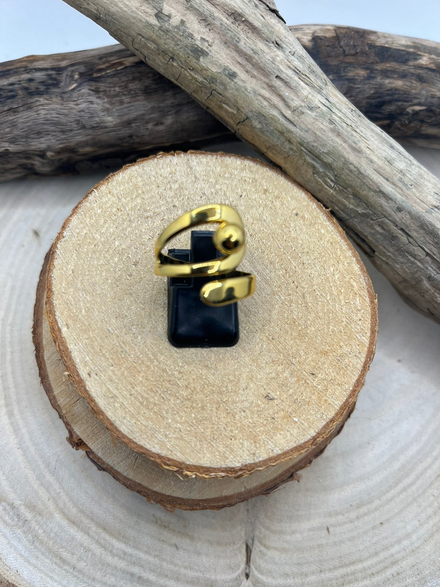 Bague Large Chic en Acier inoxydable ajustable - Doré