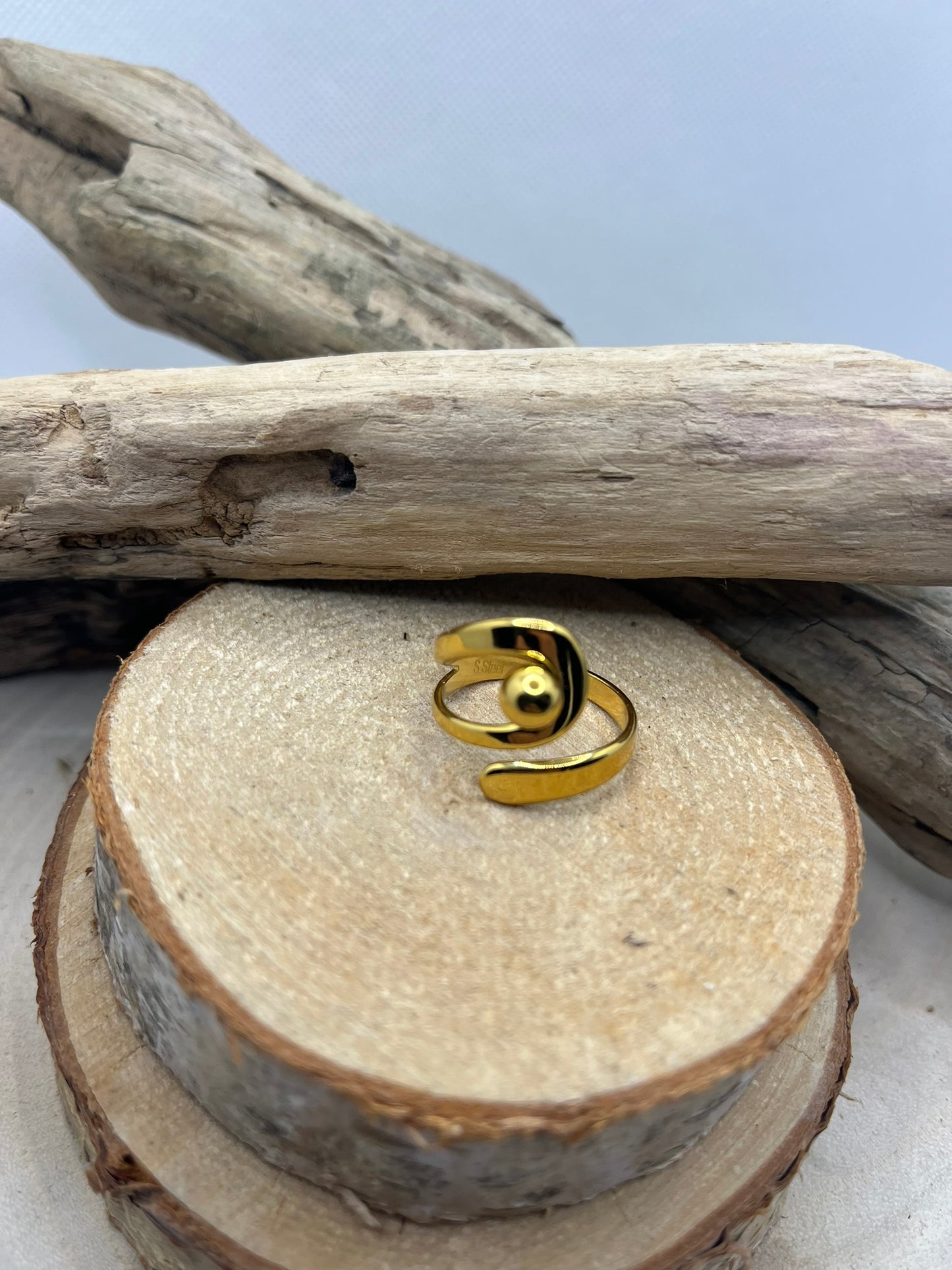 Bague Large Chic en Acier inoxydable ajustable - Doré