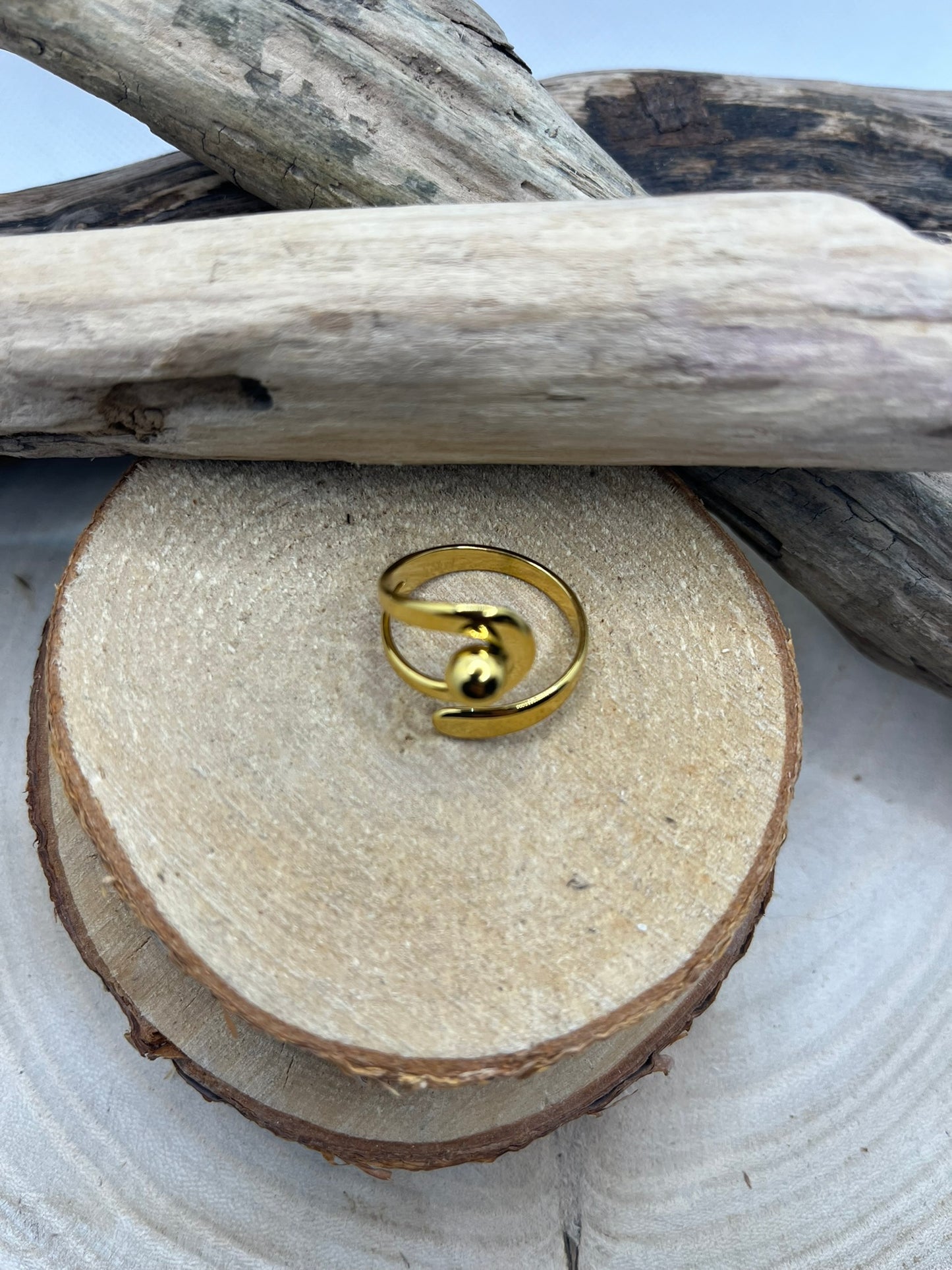 Bague Large Chic en Acier inoxydable ajustable - Doré