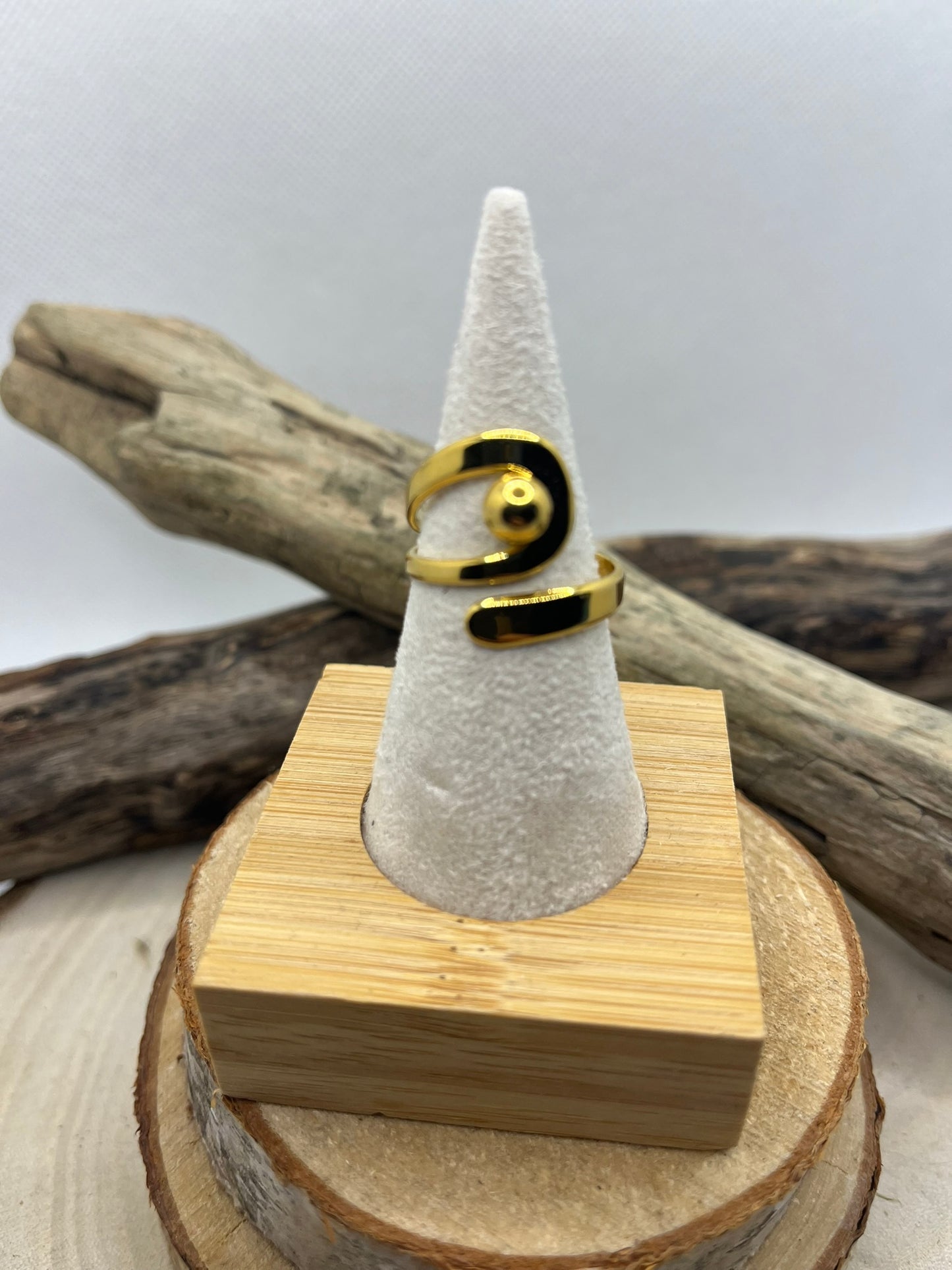 Bague Large Chic en Acier inoxydable ajustable - Doré