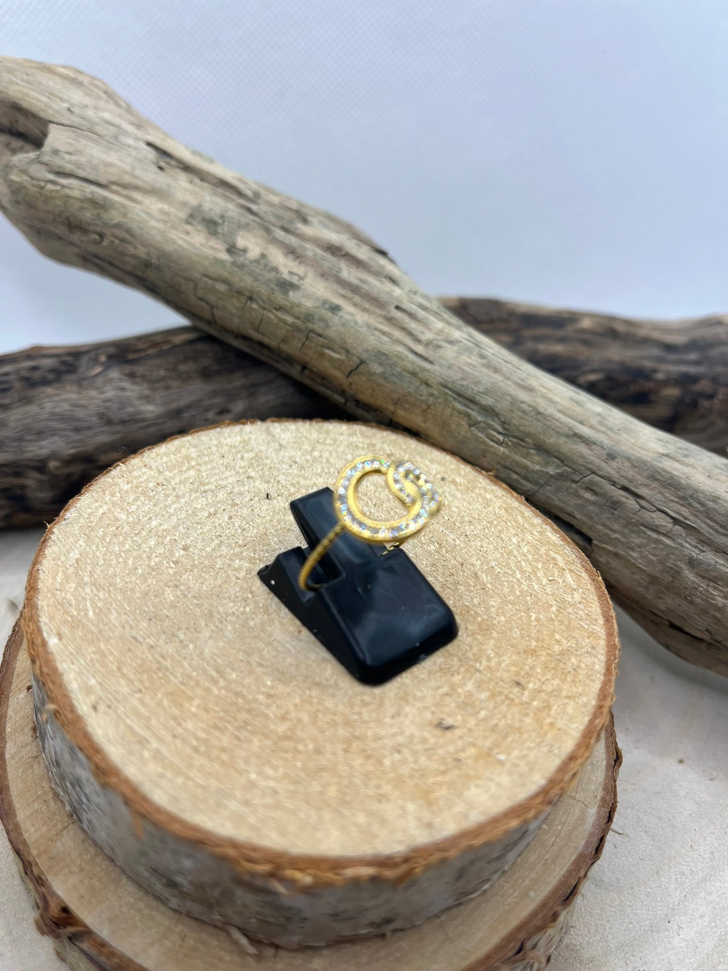 Bague en Acier inoxydable Ajustable anneaux crosés orné de strass - Doré ou en Argenté