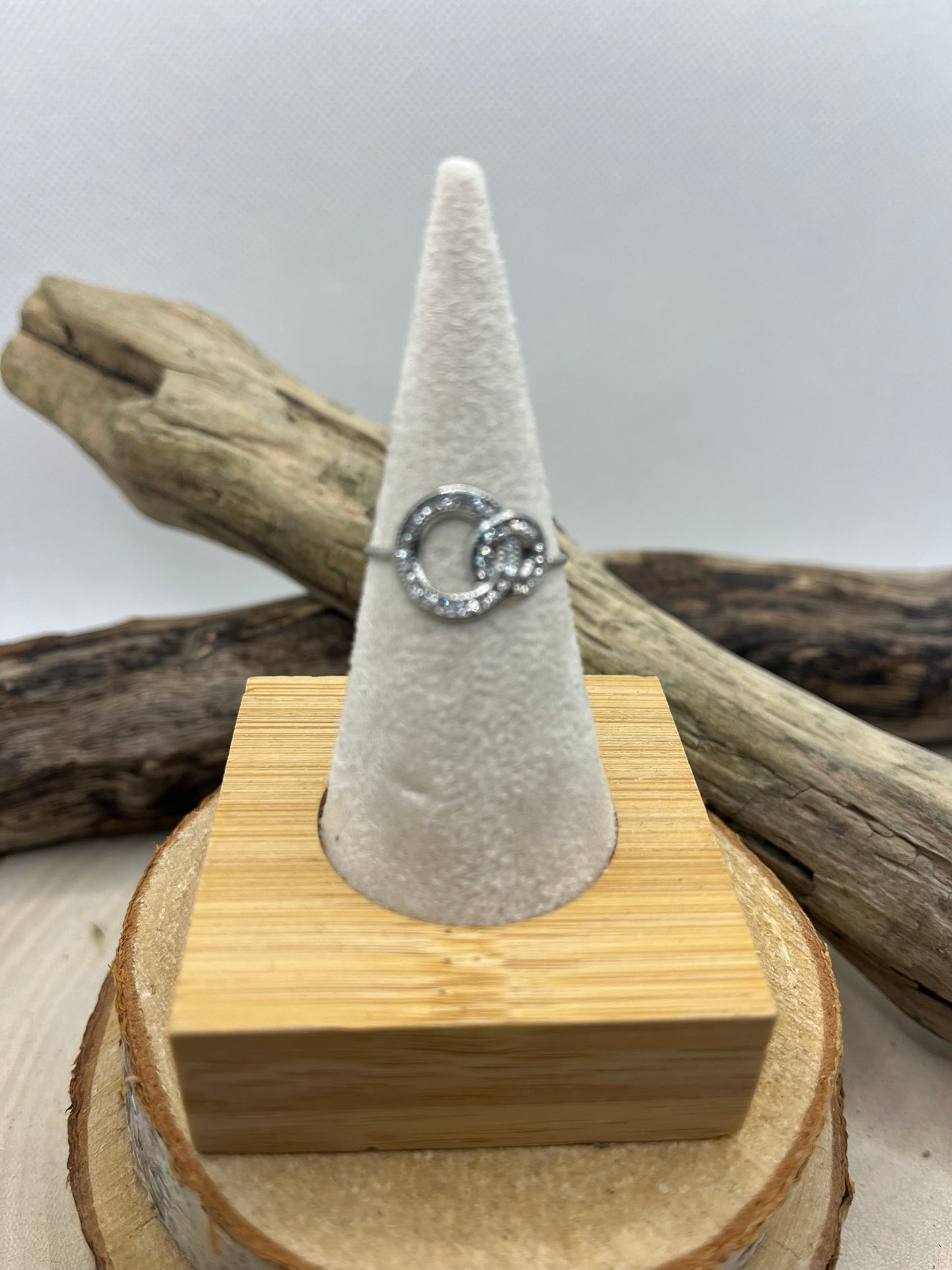 Bague en Acier inoxydable Ajustable anneaux crosés orné de strass - Doré ou en Argenté