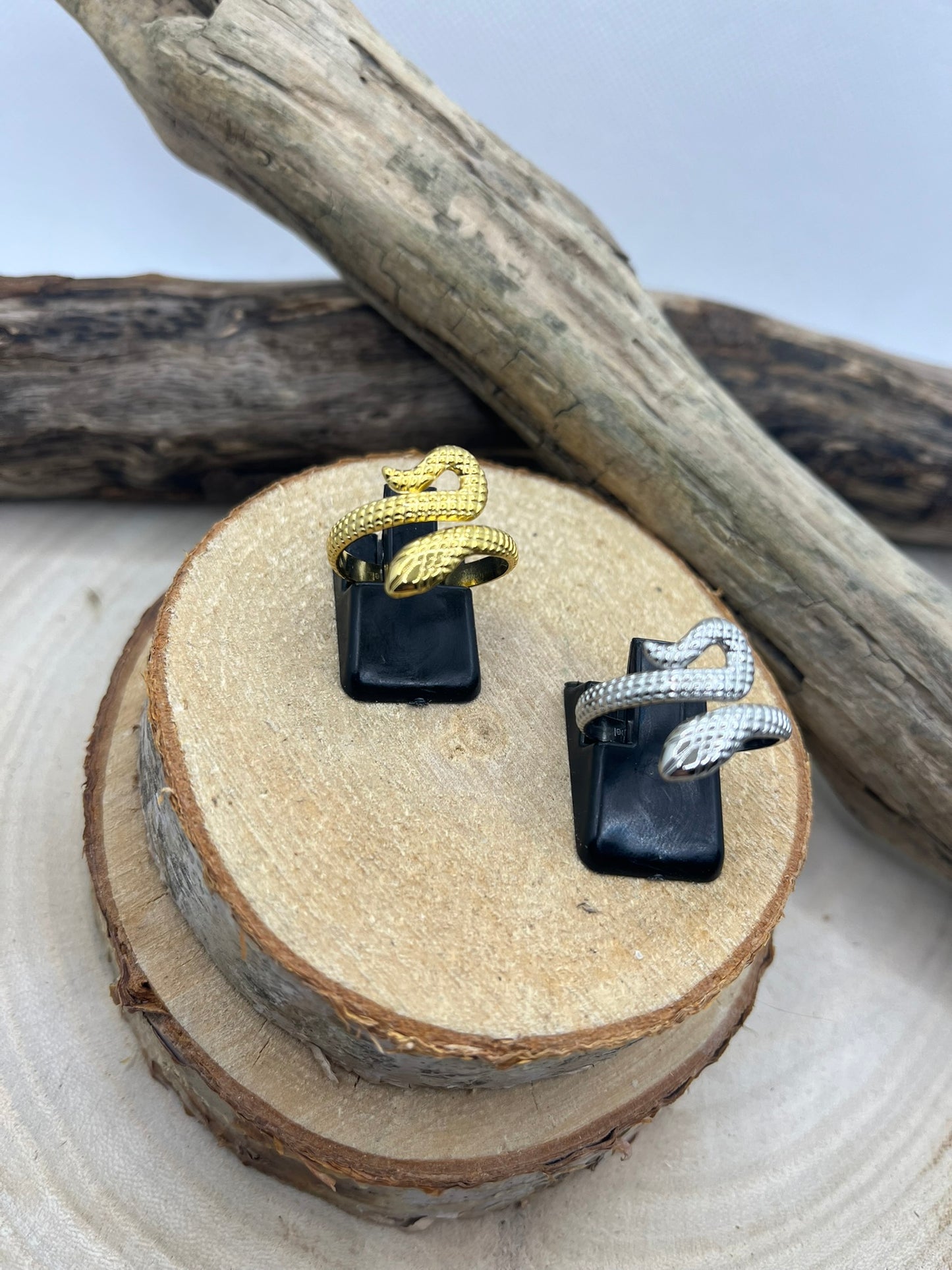 Bague en Acier inoxydable ajustable mode style serpent - Doré ou en Argenté