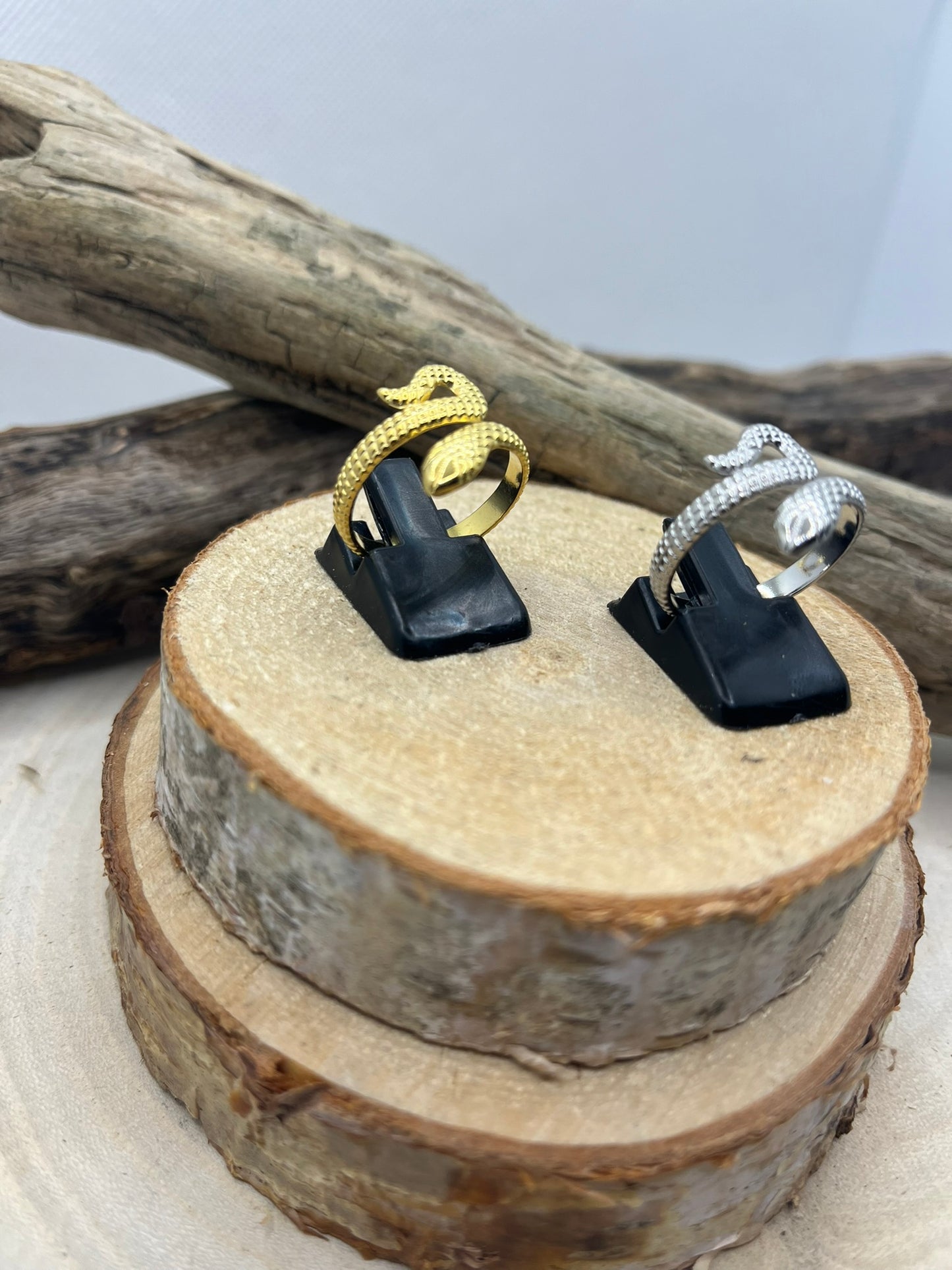 Bague en Acier inoxydable ajustable mode style serpent - Doré ou en Argenté